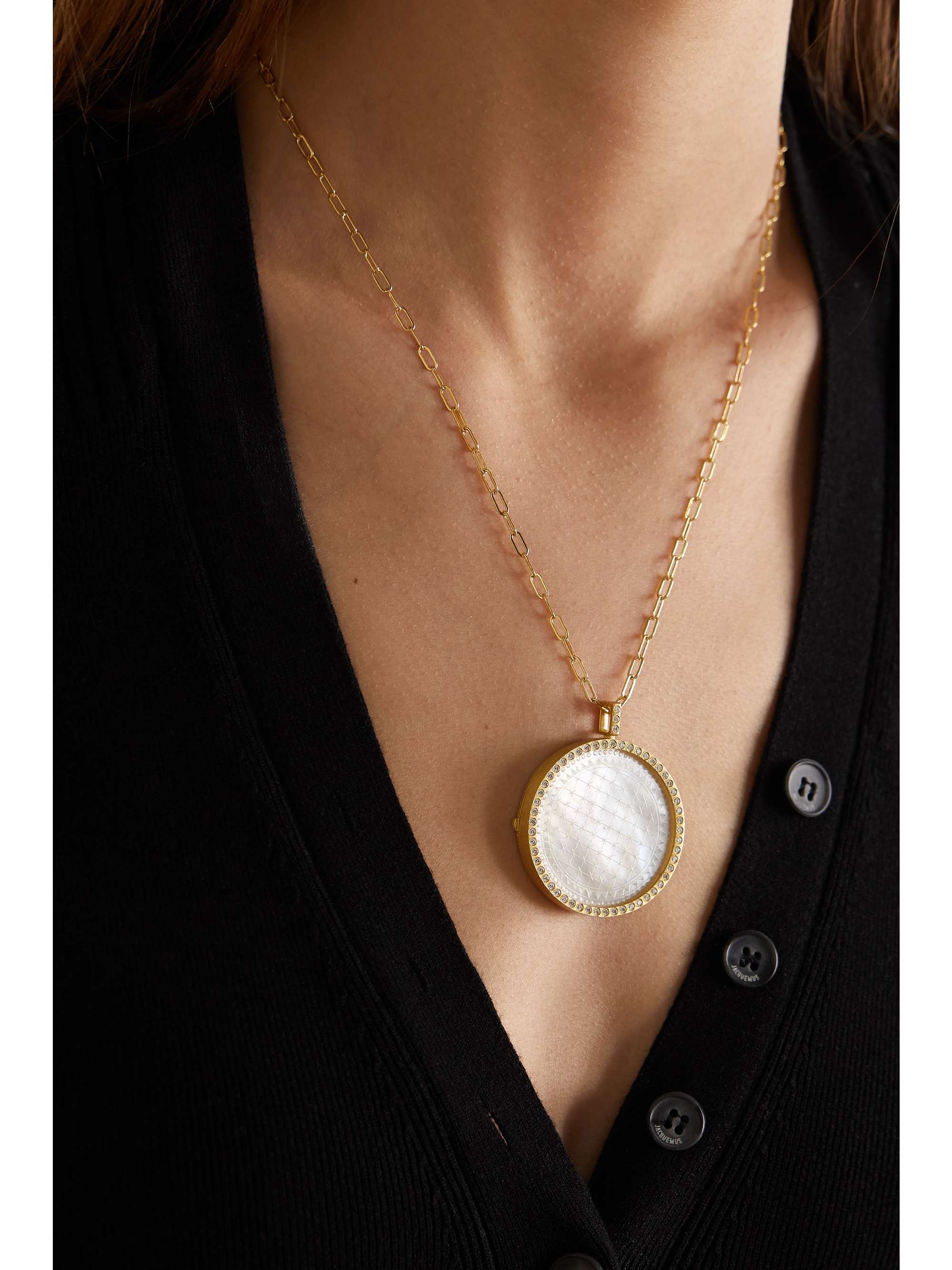OCTAVIA ELIZABETH + NET SUSTAIN The Lover Locket 18-karat recycled gold, mother-of-pearl and diamond necklace