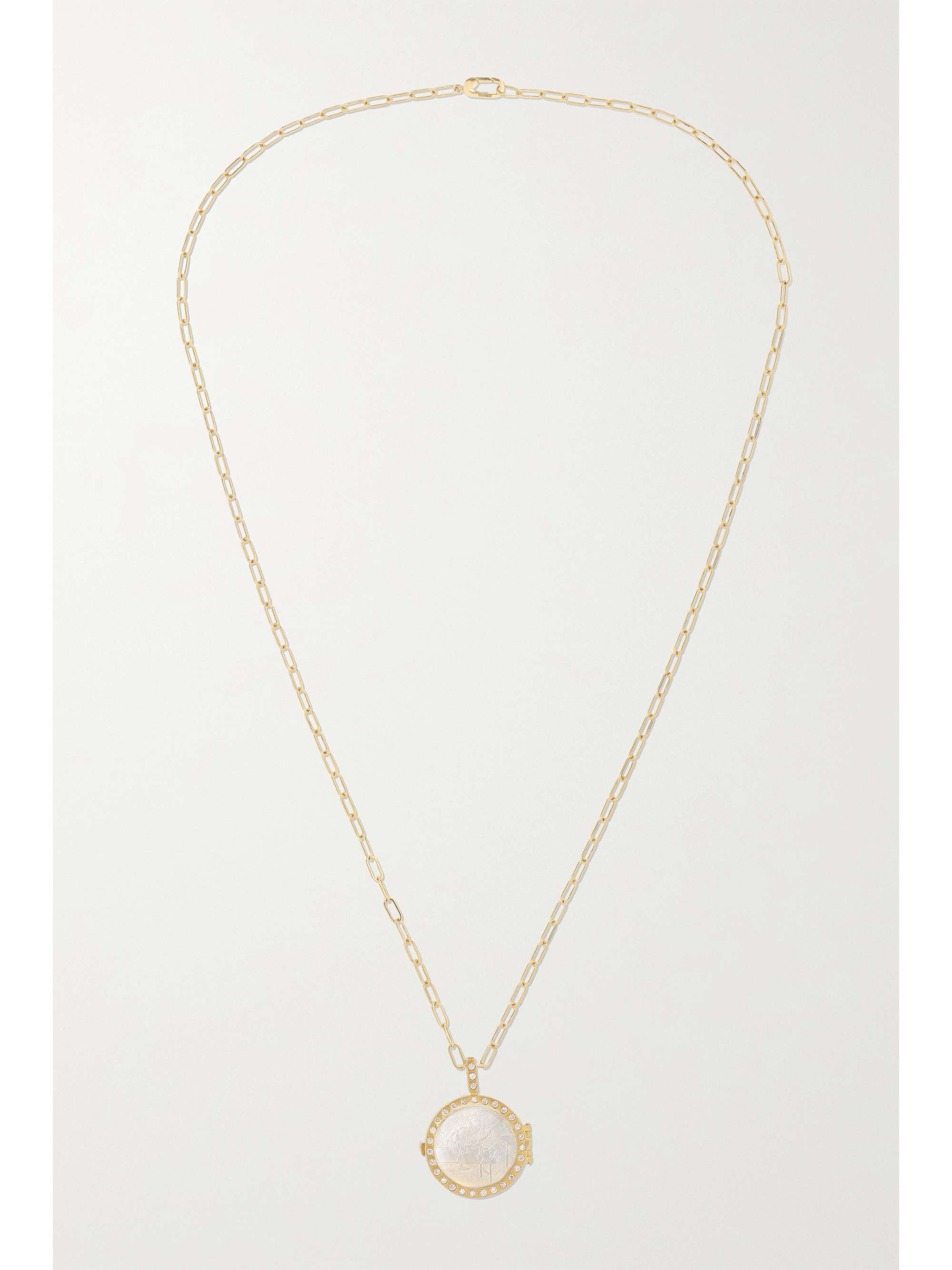 OCTAVIA ELIZABETH + NET SUSTAIN The Lover Locket 18-karat recycled gold, mother-of-pearl and diamond necklace