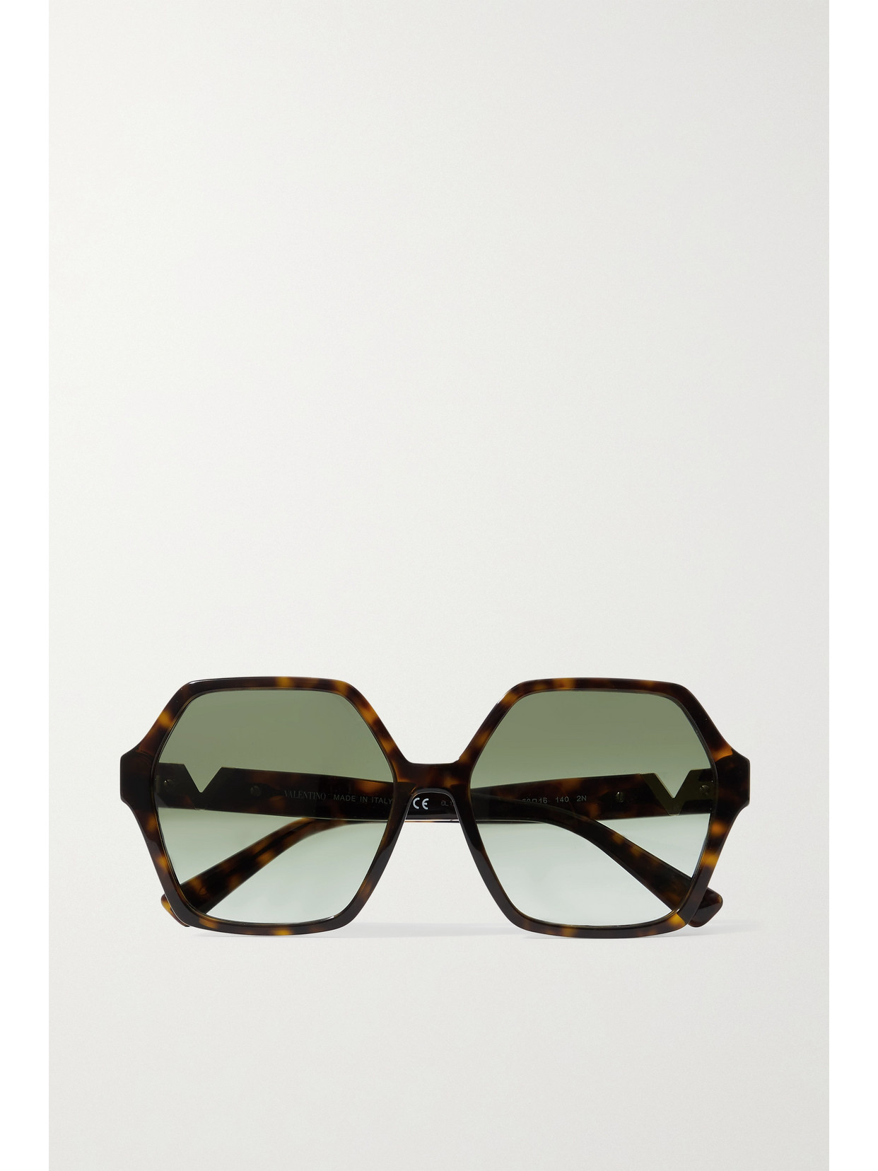 Valentino Tortoise Hexagonal Sunglasses Valentino VG0001S Sunglasses 002 Havana Brown Rectangular  main image 2