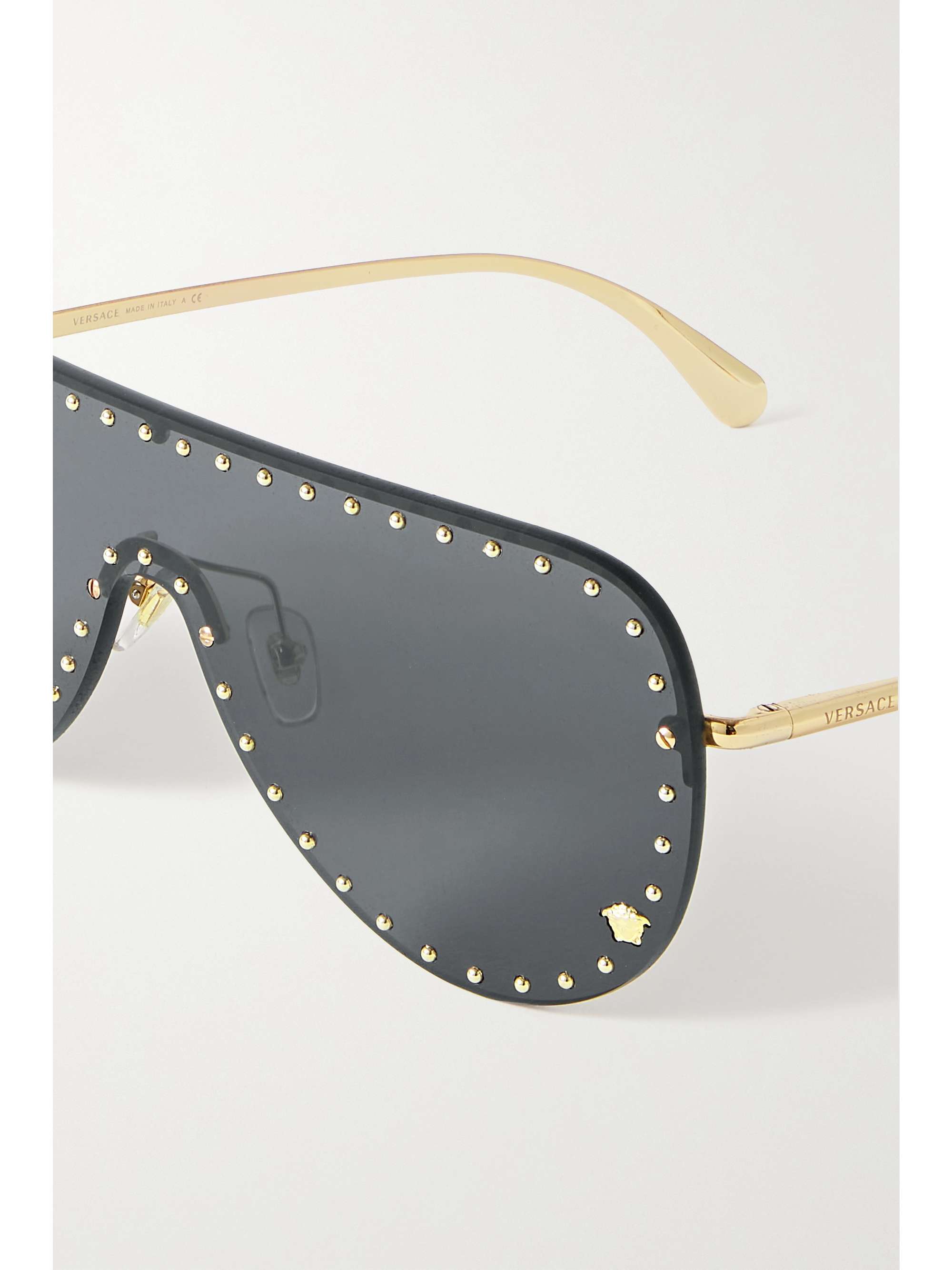 VERSACE EYEWEAR Aviator-style studded gold-tone sunglasses