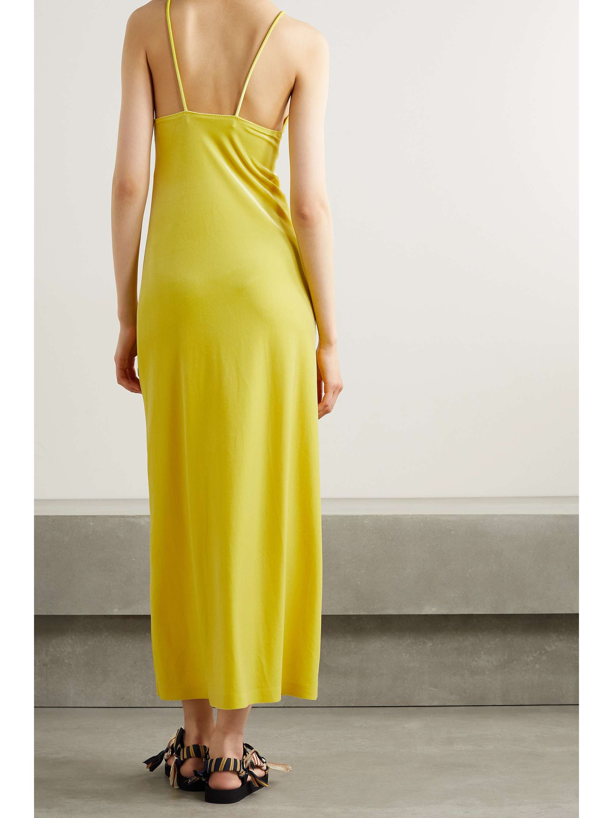 Chartreuse Stretch-velvet maxi dress 