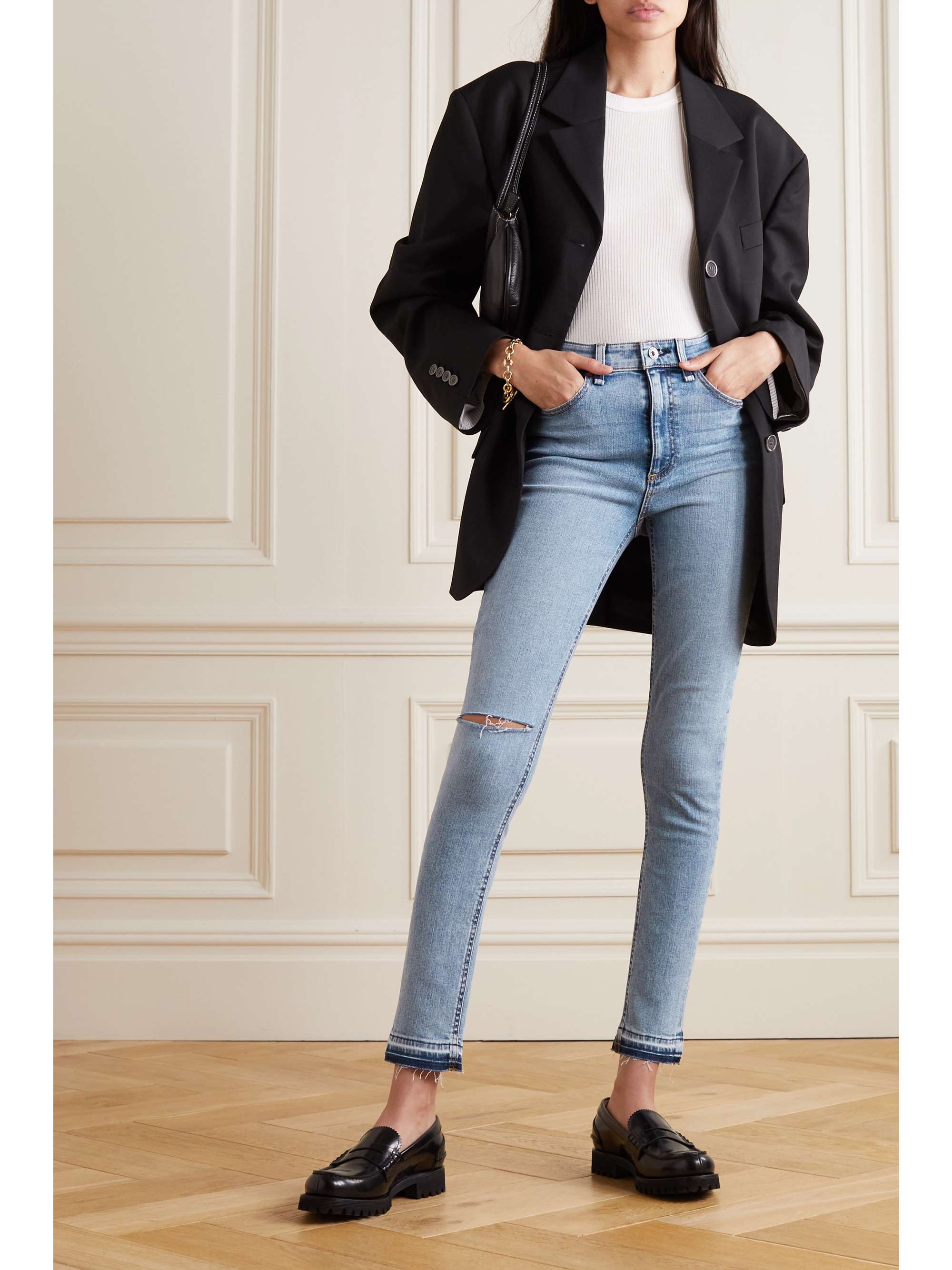 Light denim Nina distressed high-rise 