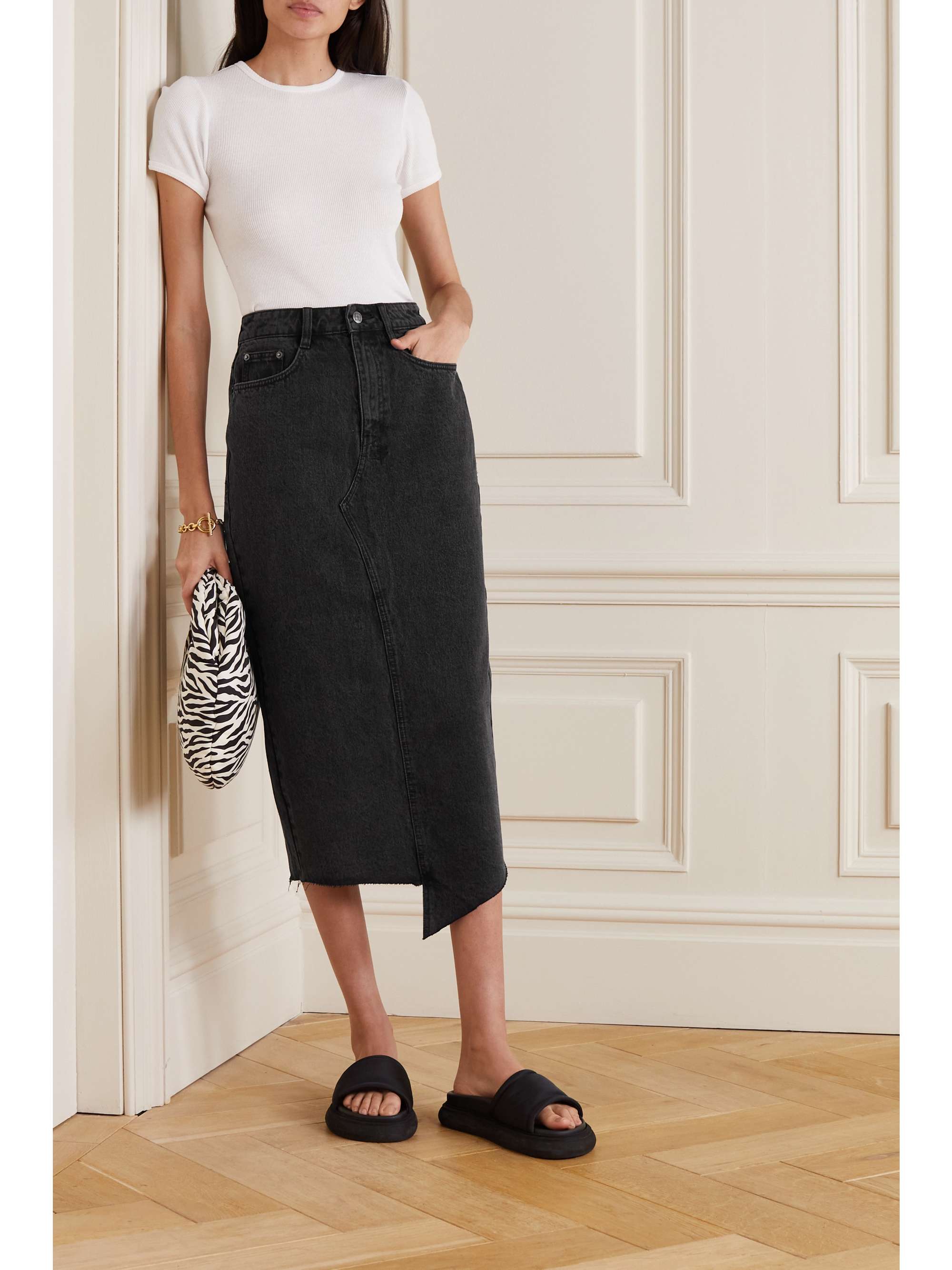 silk skirt black