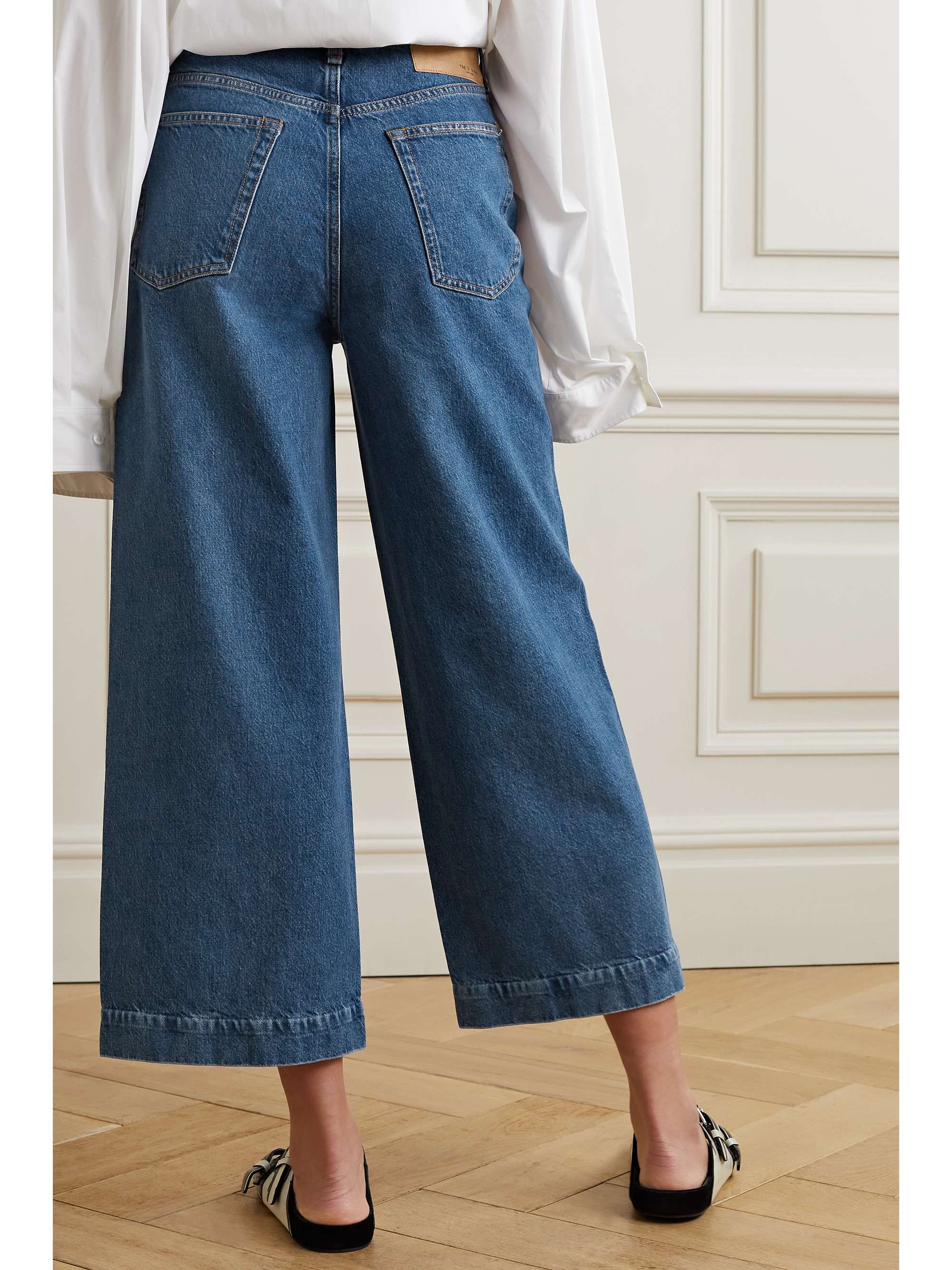 Mid denim Maya cropped high-rise wide 