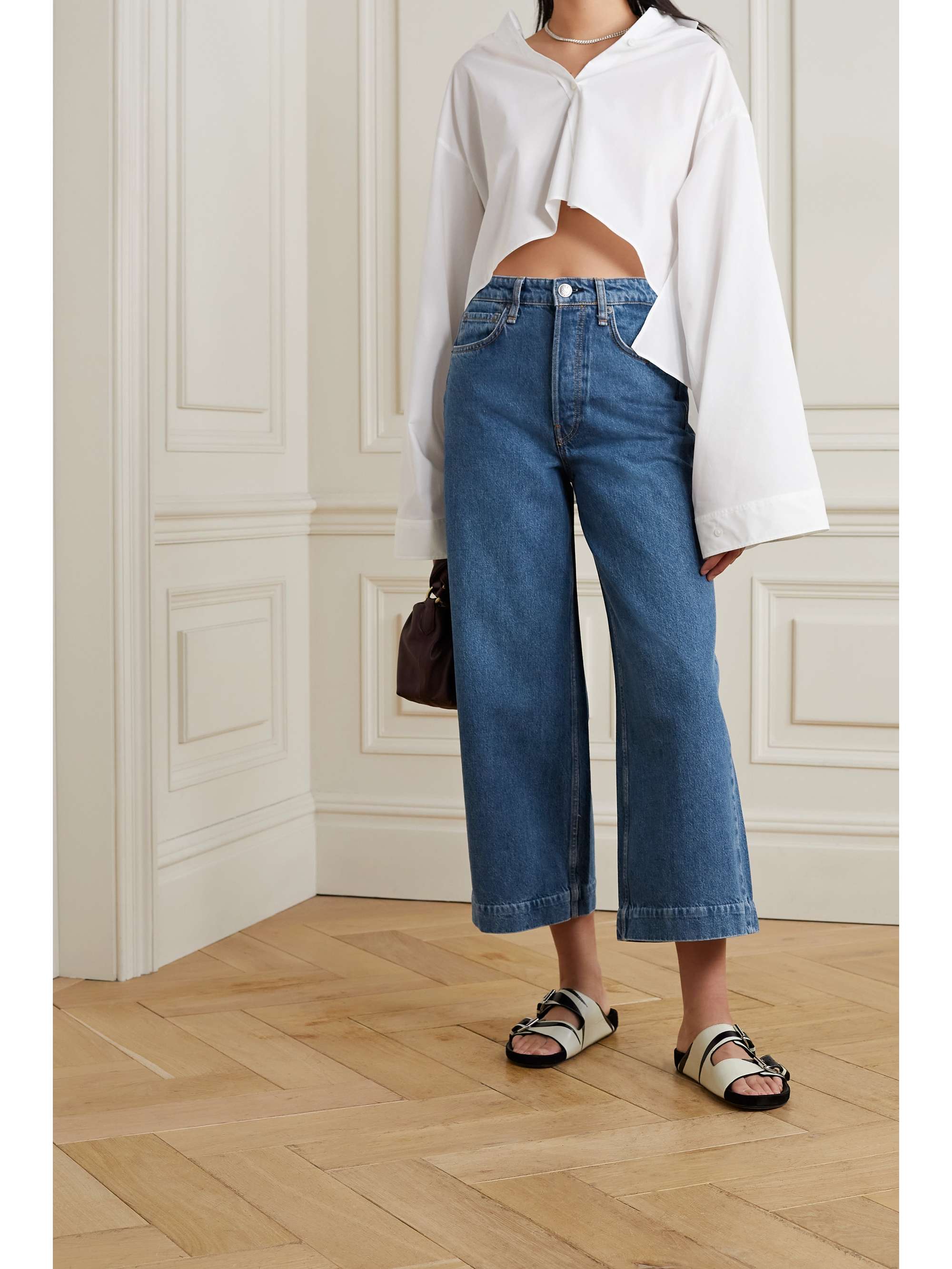 Mid denim Maya cropped high-rise wide 