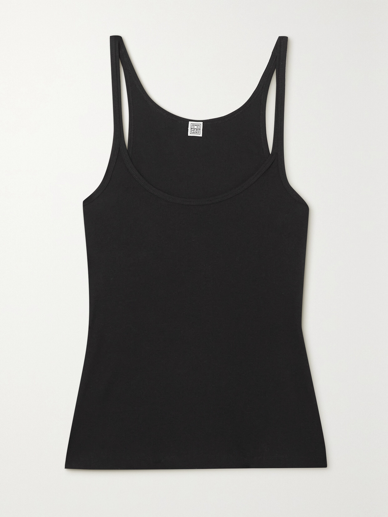 Shop Totême + Net Sustain Ribbed Stretch Organic Cotton-jersey Tank In Black