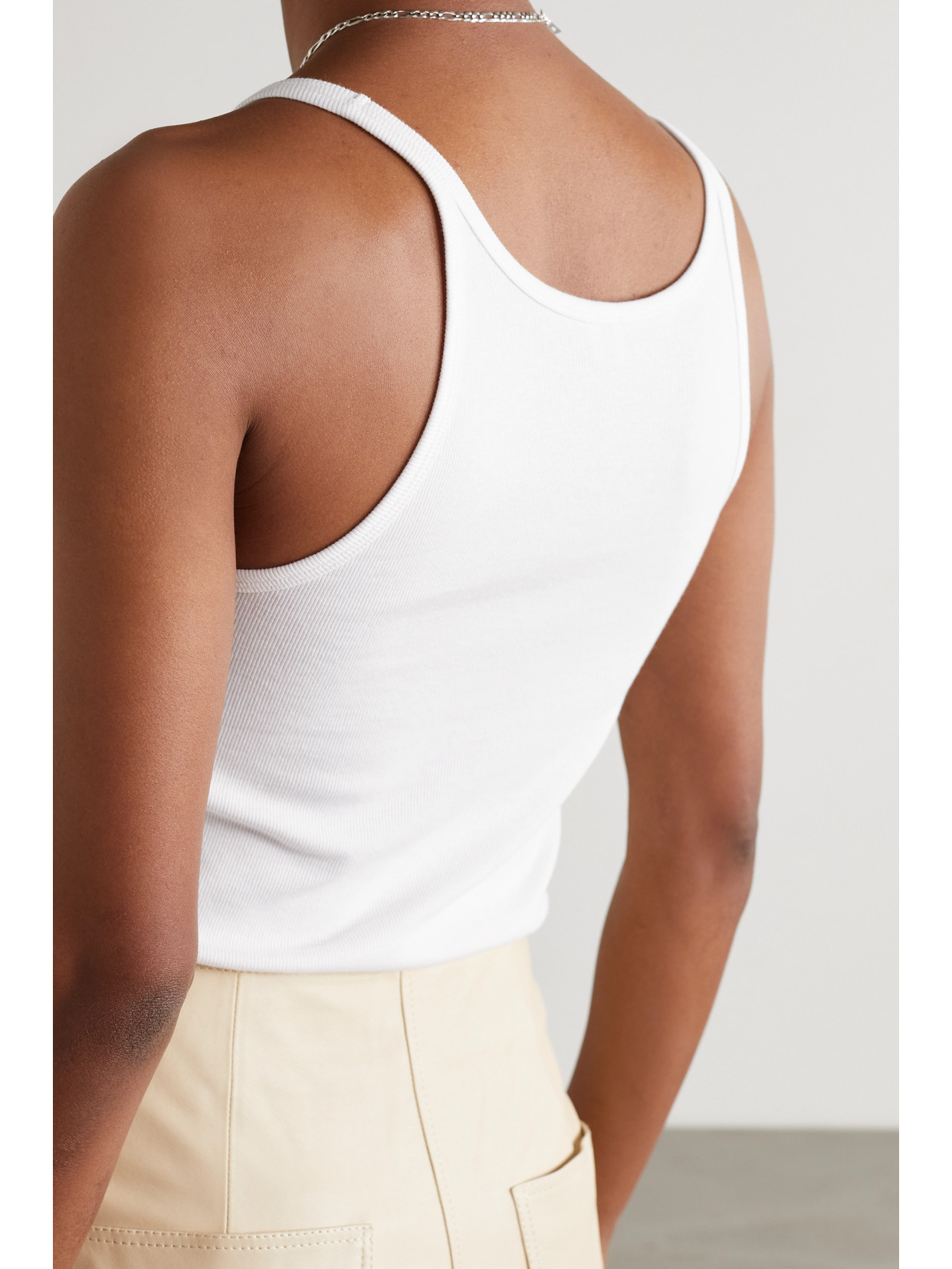 Shop Totême + Net Sustain Ribbed Stretch Organic Cotton-jersey Tank In White