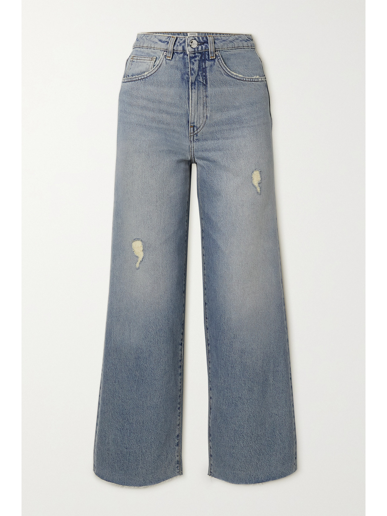 TOTEME - Distressed High-rise Flared Jeans - Blue