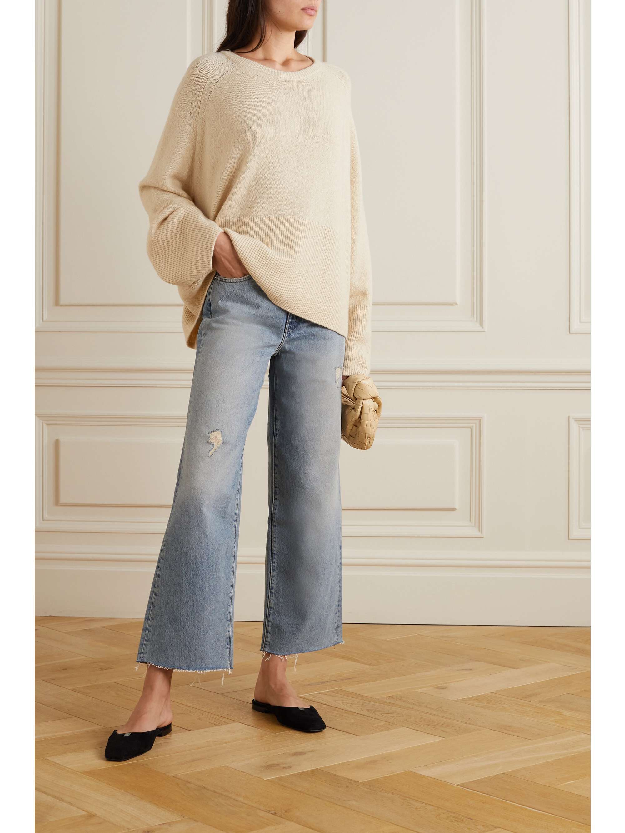 Light denim Distressed high-rise flared 