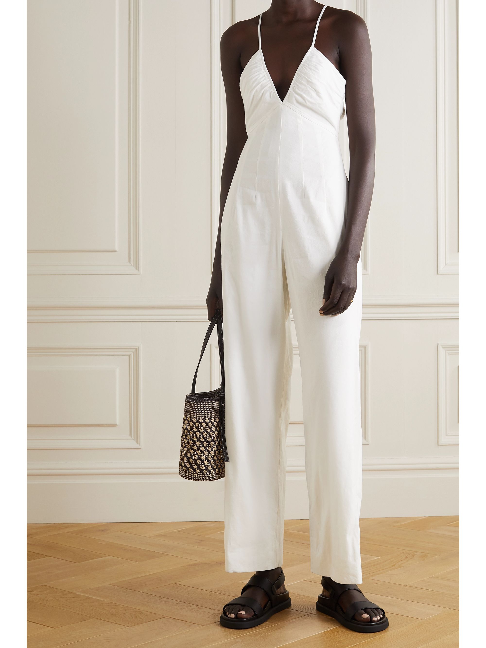 White linen jump suit Clearance
