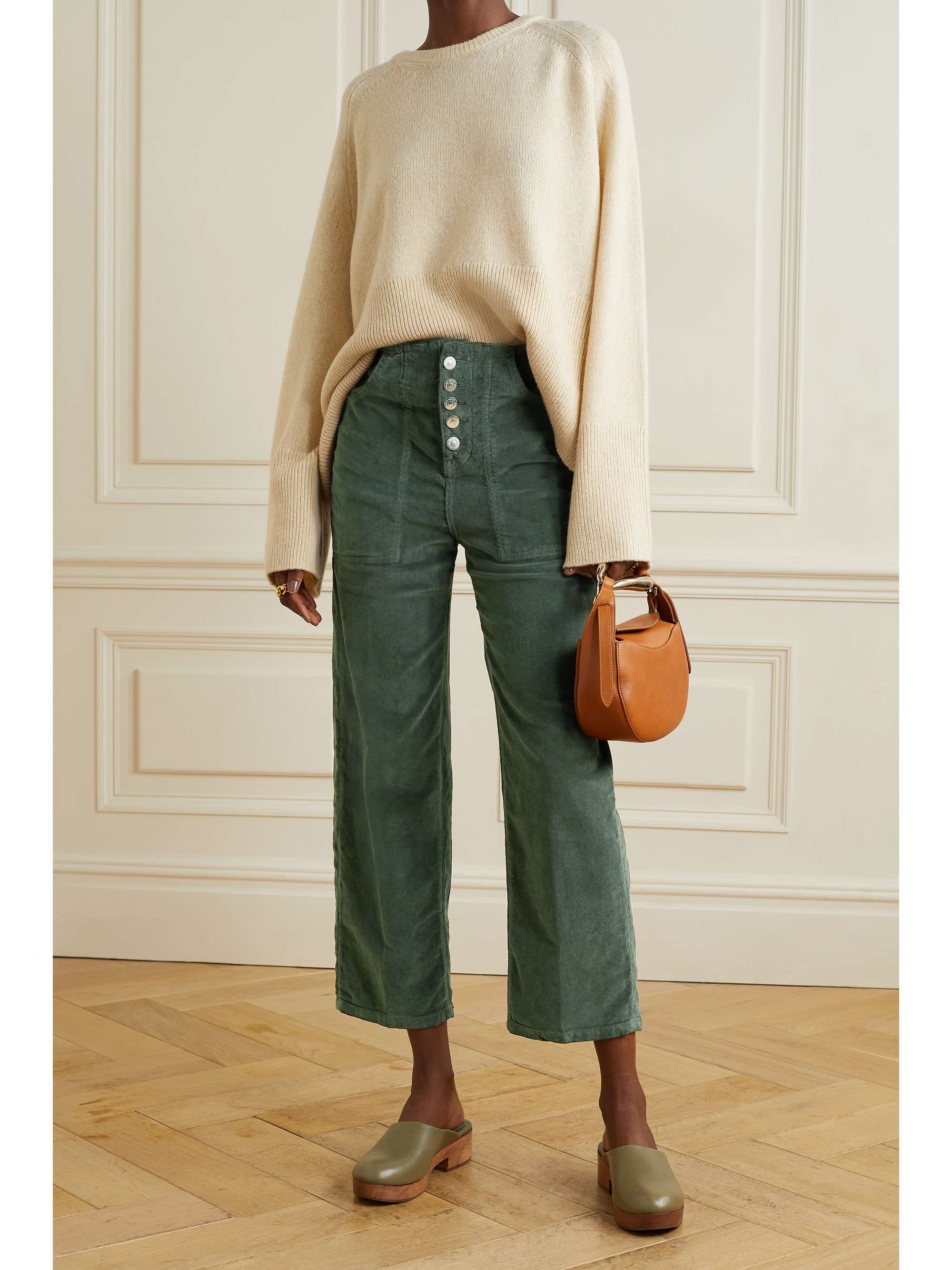 corduroy wide leg cropped pants