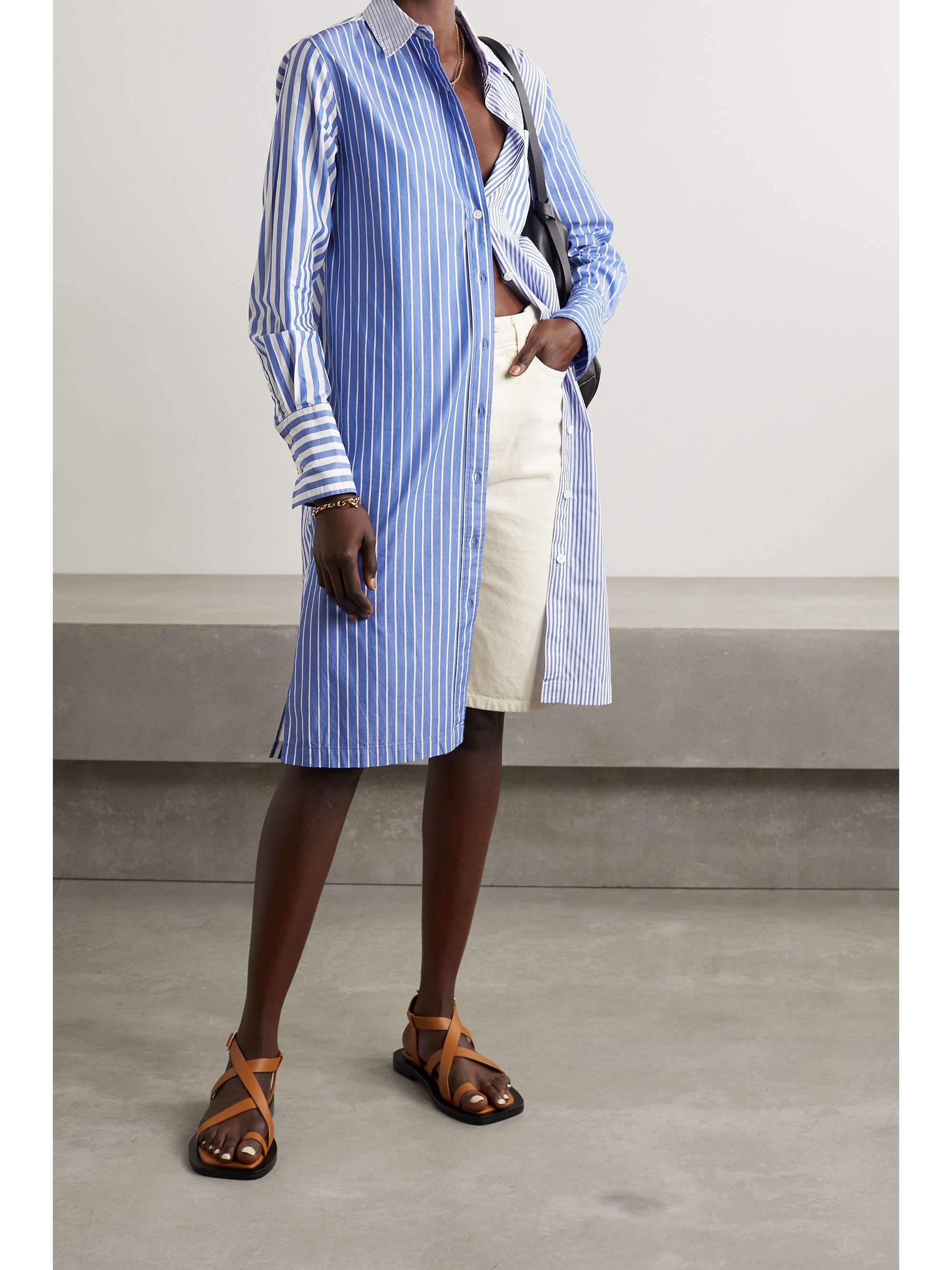striped cotton shirt dress