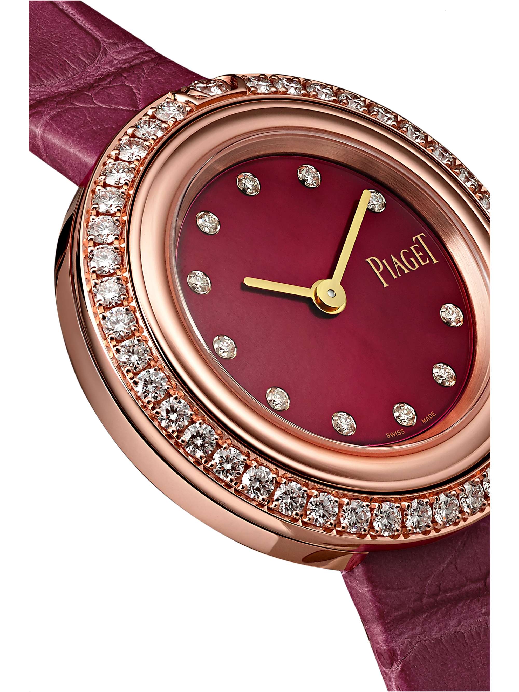 PIAGET Possession 29 毫米 18K 玫瑰金、钻石、红宝石腕表（短吻鳄鱼皮表带）
