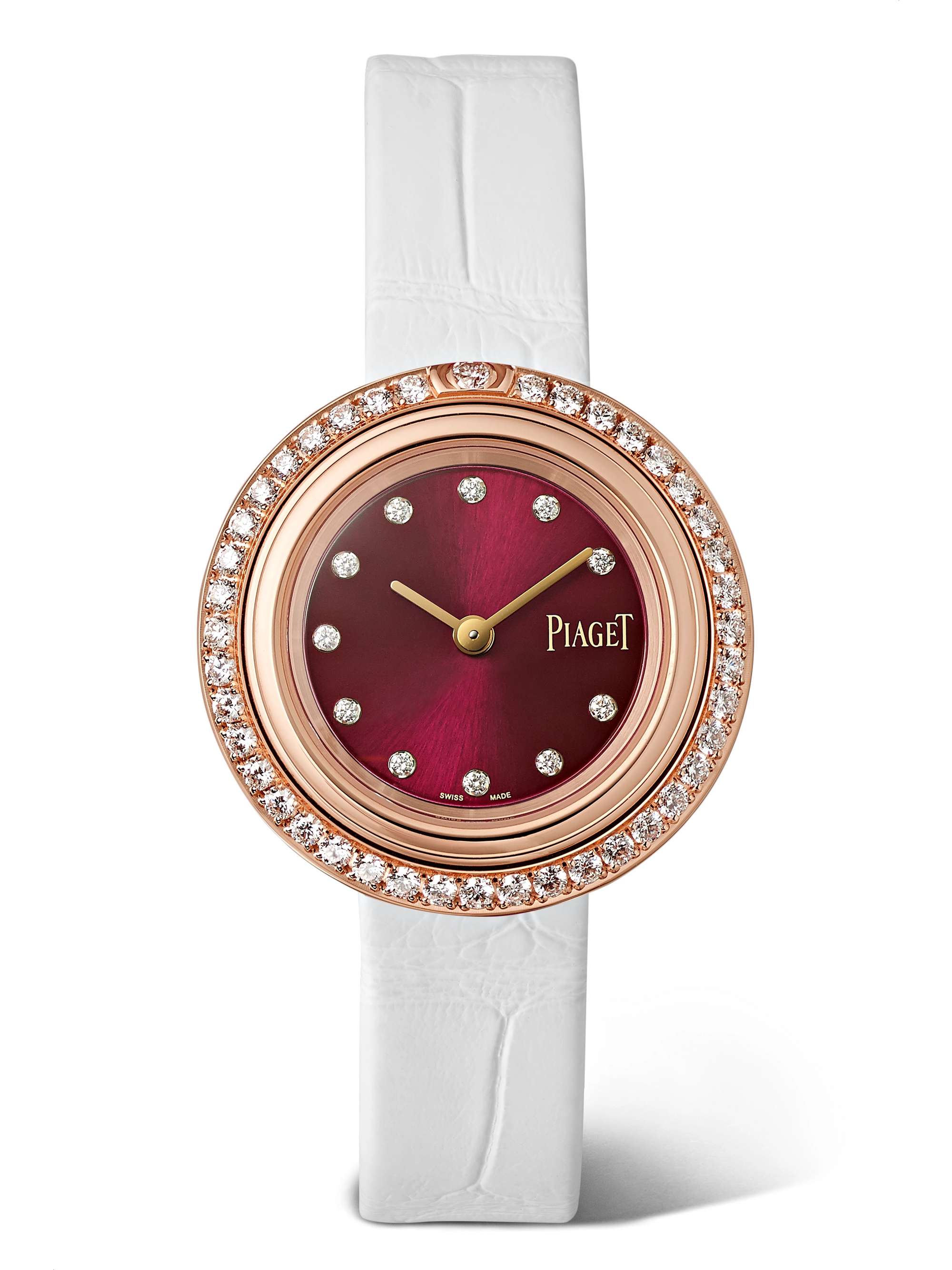 PIAGET Possession 29 毫米 18K 玫瑰金、钻石、红宝石腕表（短吻鳄鱼皮表带）