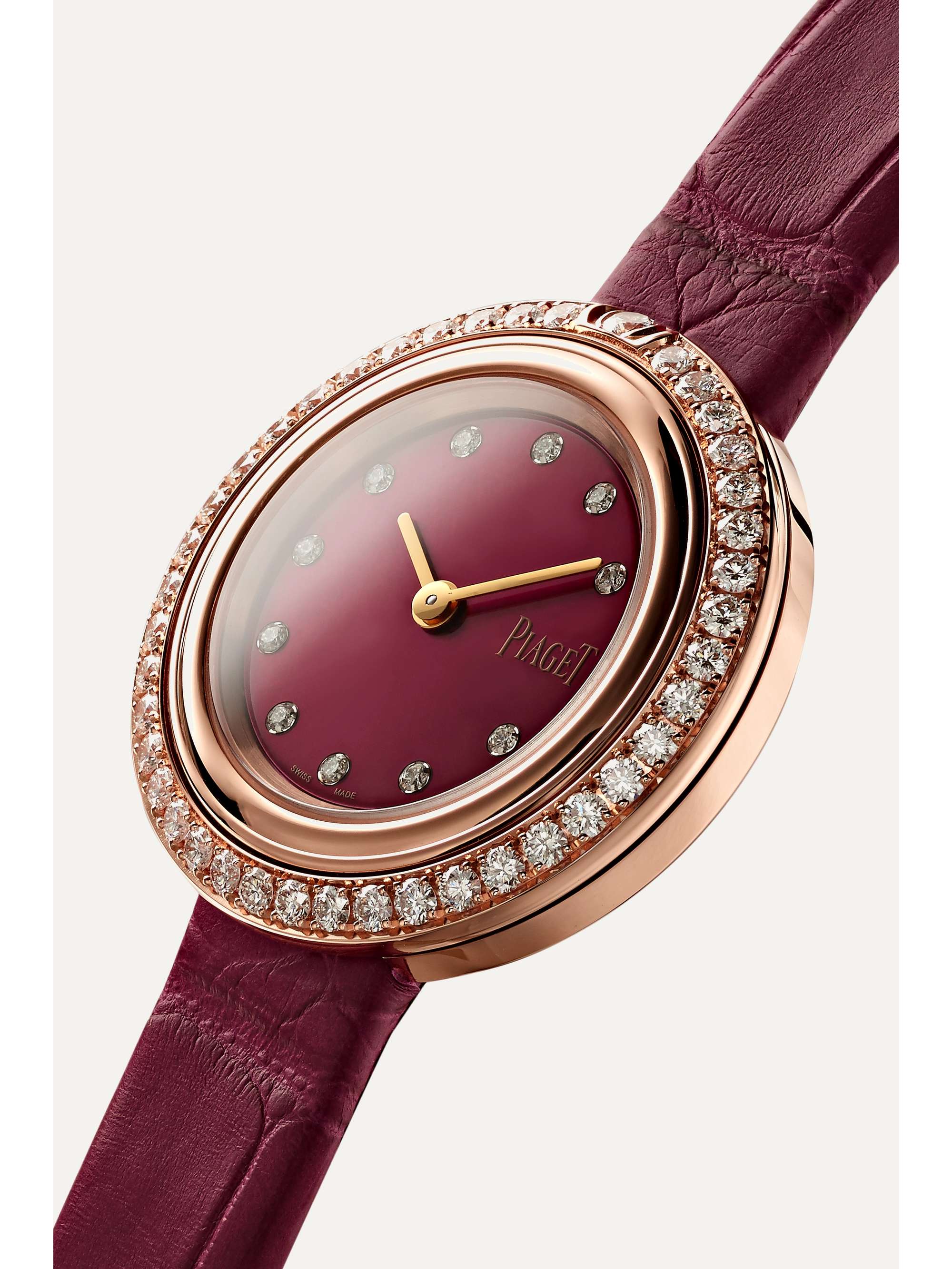 PIAGET Possession 29 毫米 18K 玫瑰金、钻石、红宝石腕表（短吻鳄鱼皮表带）