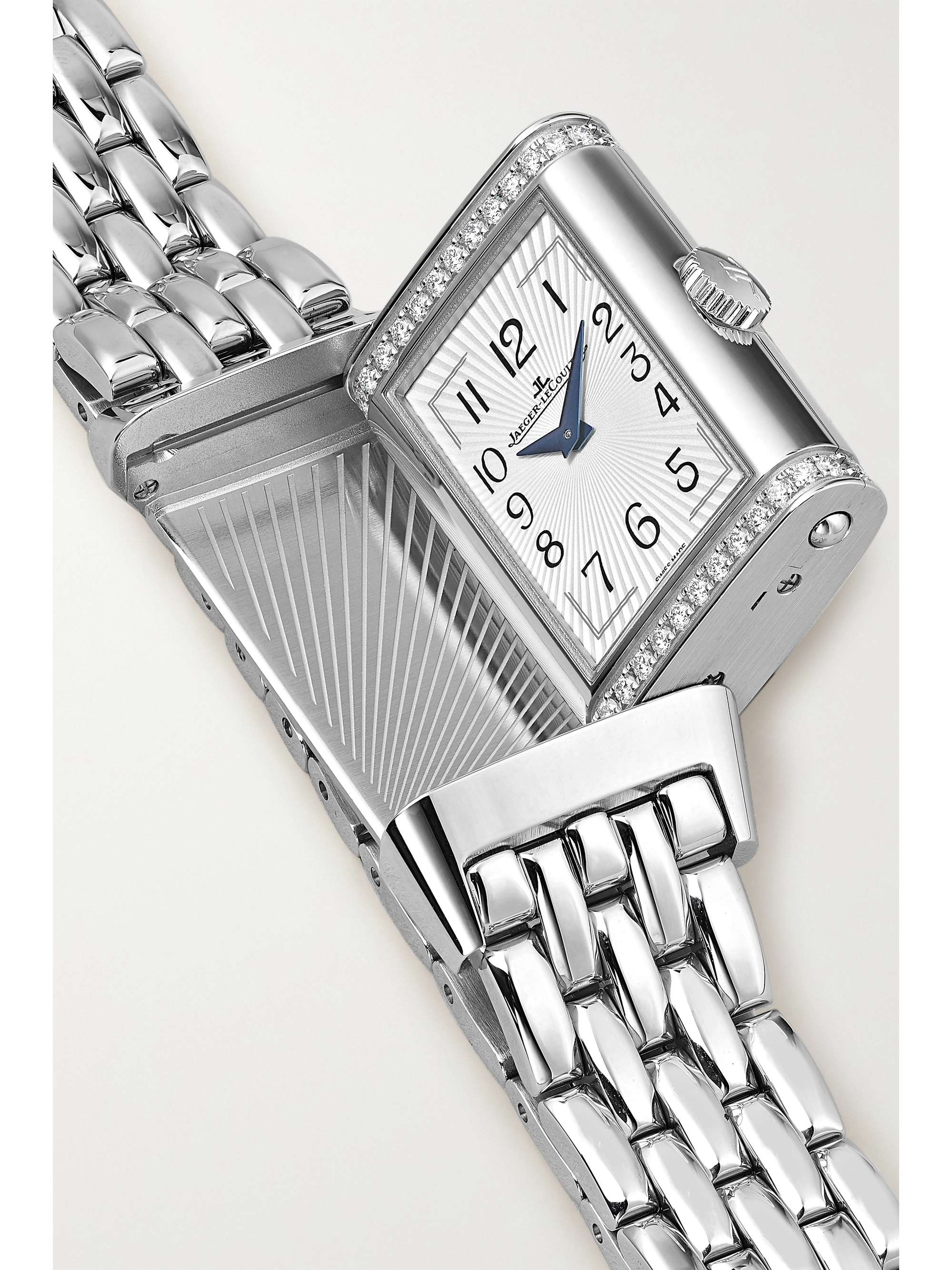 JAEGER LECOULTRE Reverso One Duetto 20mm stainless steel diamond watch