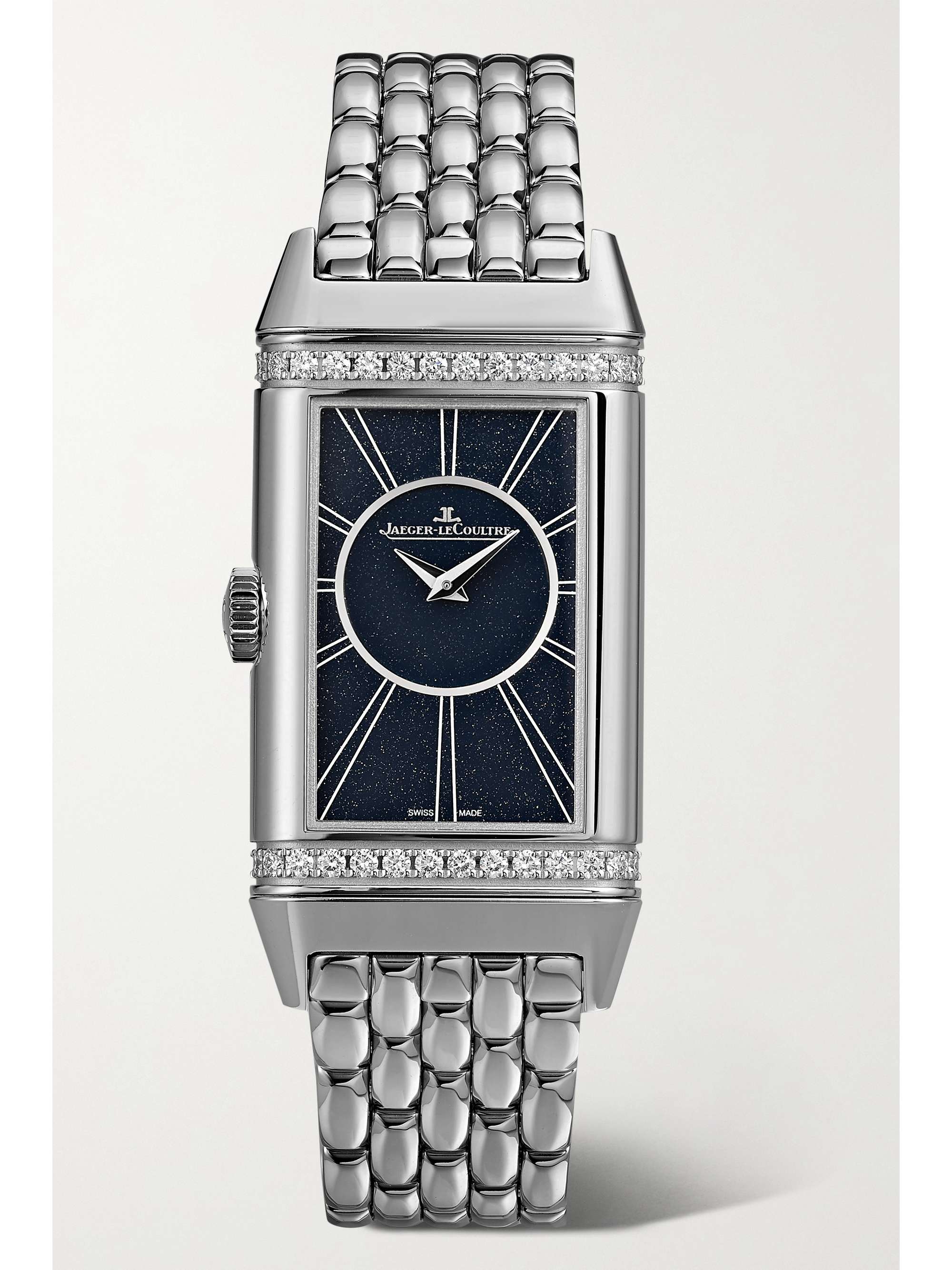 JAEGER LECOULTRE Reverso One Duetto 20mm stainless steel diamond watch