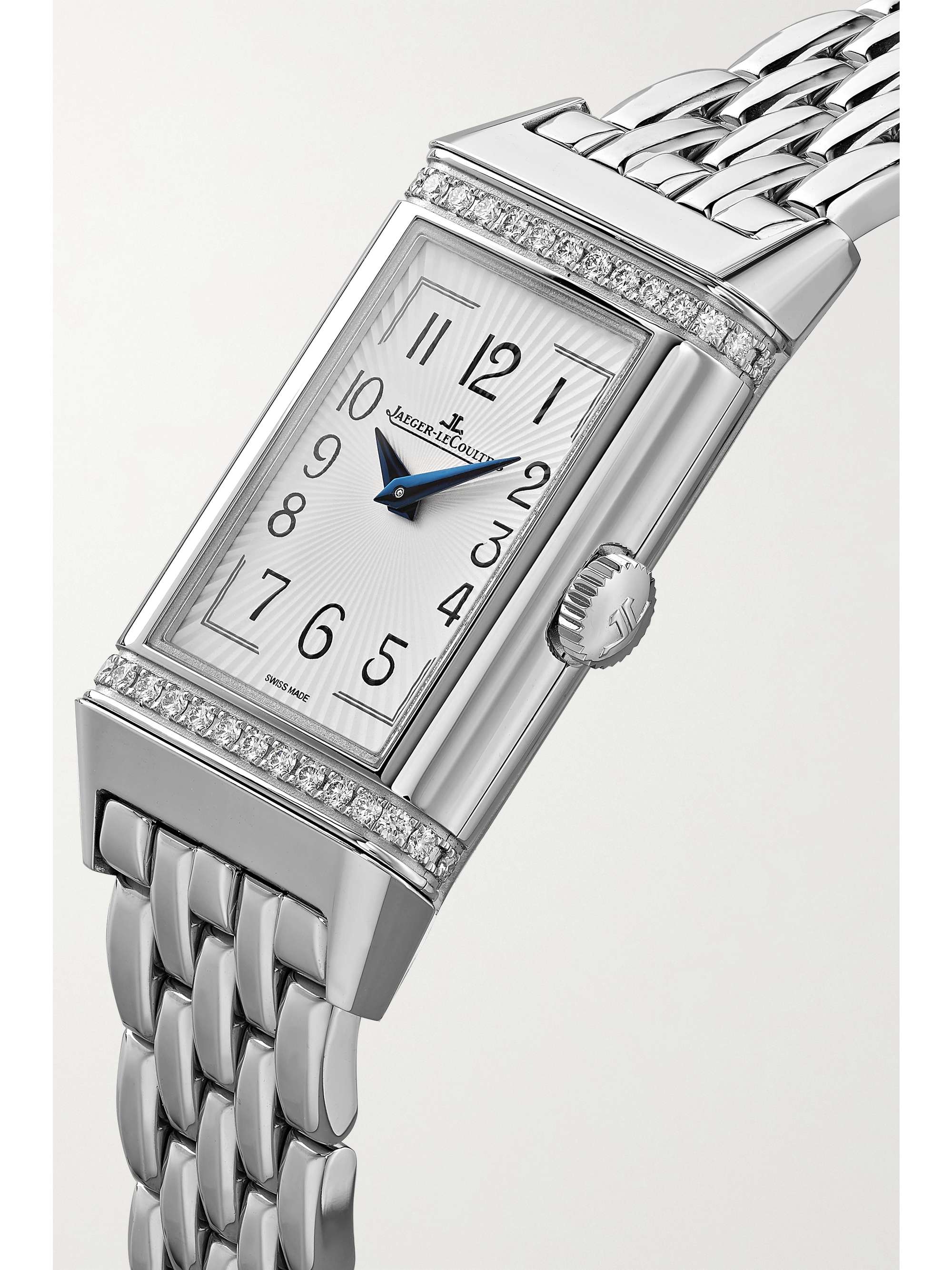 JAEGER LECOULTRE Reverso One Duetto 20mm stainless steel diamond watch