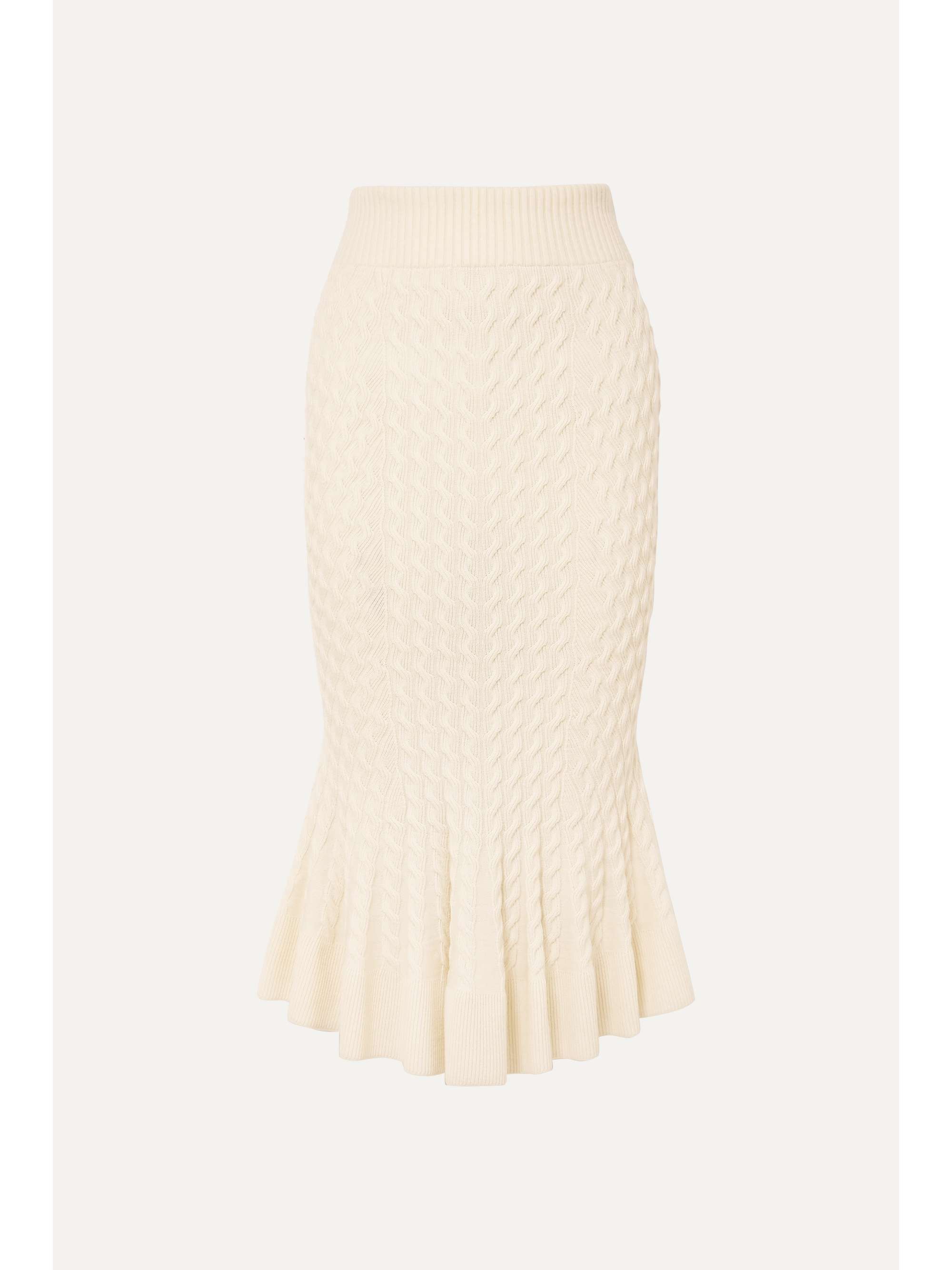 MCQUEEN Cable-knit linen-blend midi skirt