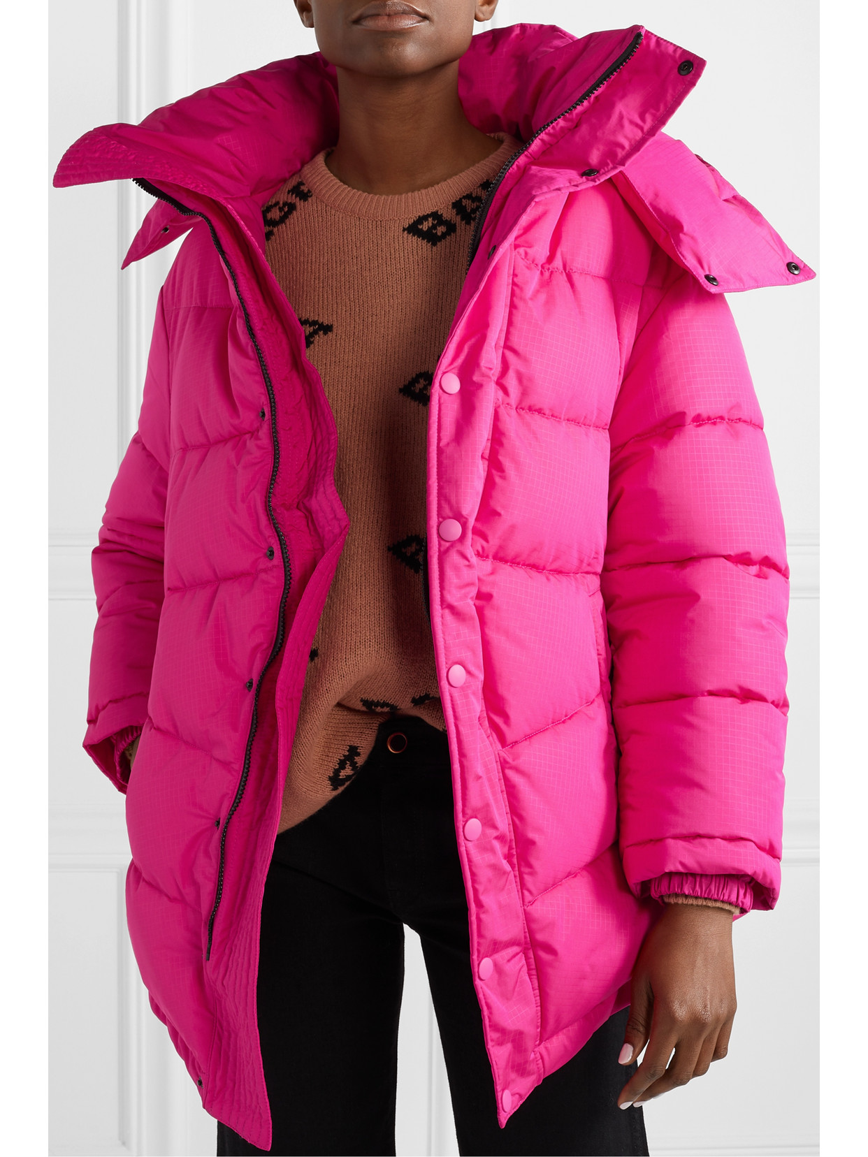 Shop Balenciaga Swing Oversized Padded Ripstop Coat In Fuchsia