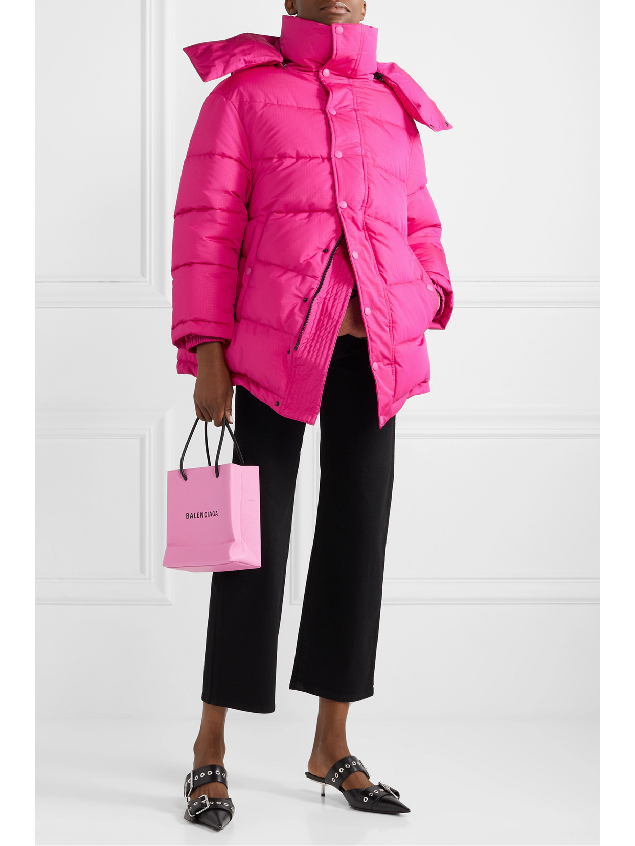 Shop Balenciaga Swing Oversized Padded Ripstop Coat In Fuchsia