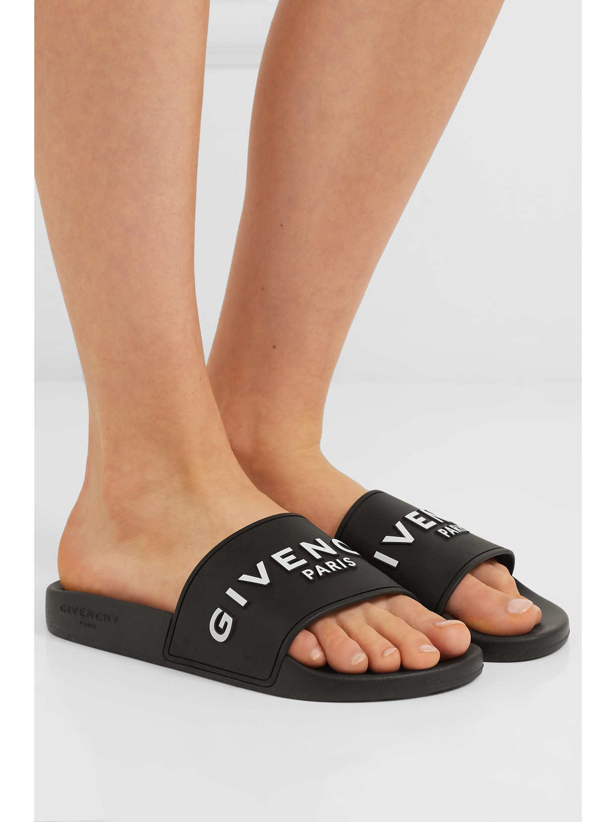 Shop Givenchy Logo-print Rubber Slides In Black