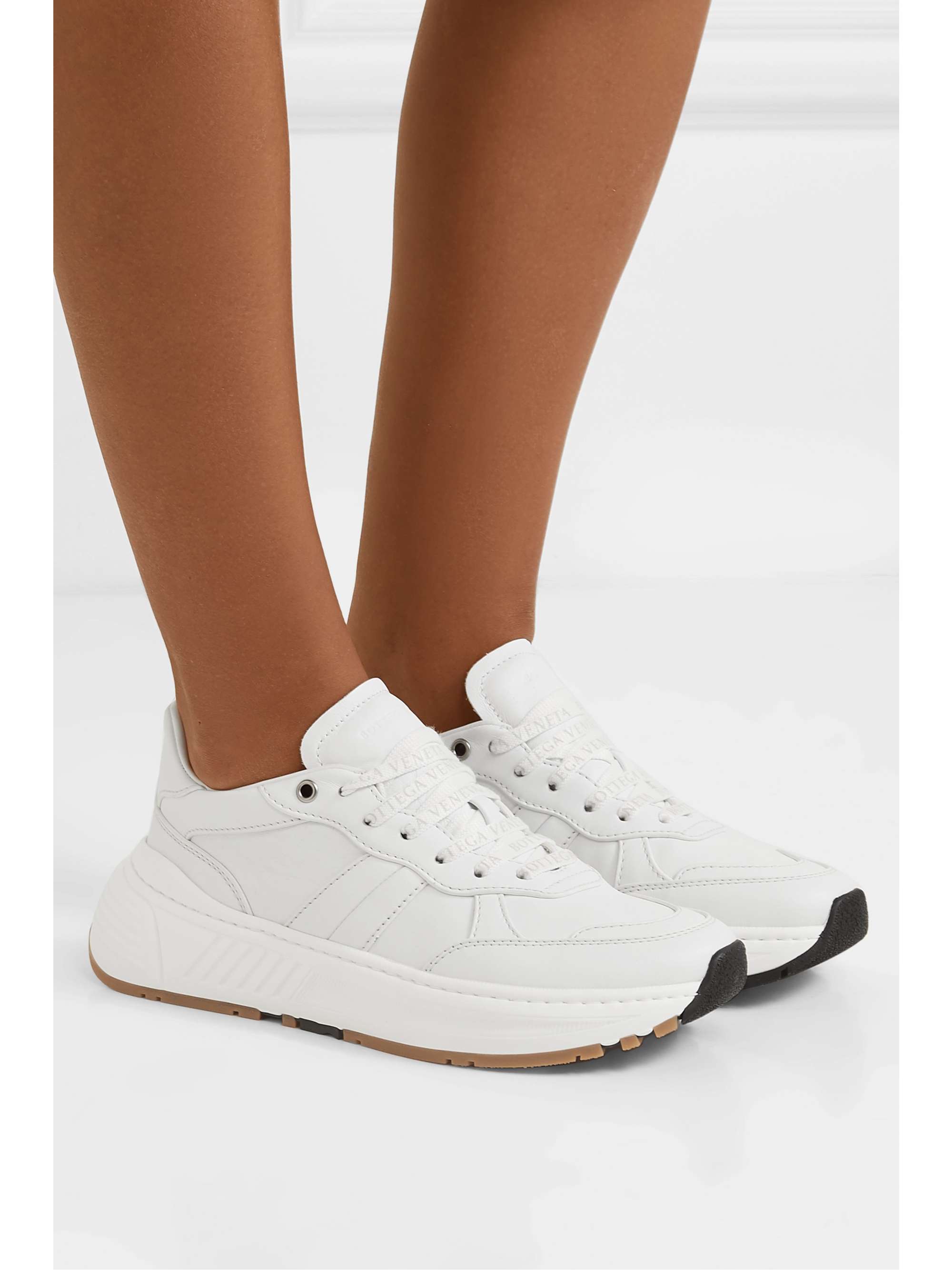 Ivory Speedster leather and mesh sneakers | BOTTEGA VENETA | NET-A-PORTER
