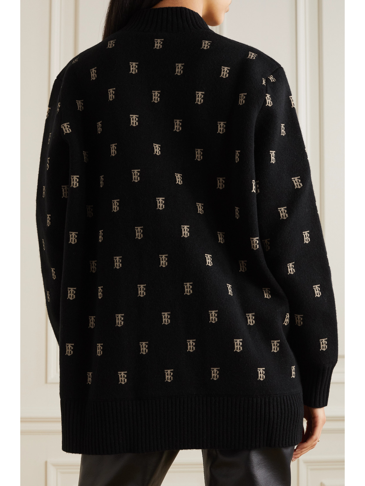 Shop Burberry Intarsia-knit Cardigan In Black