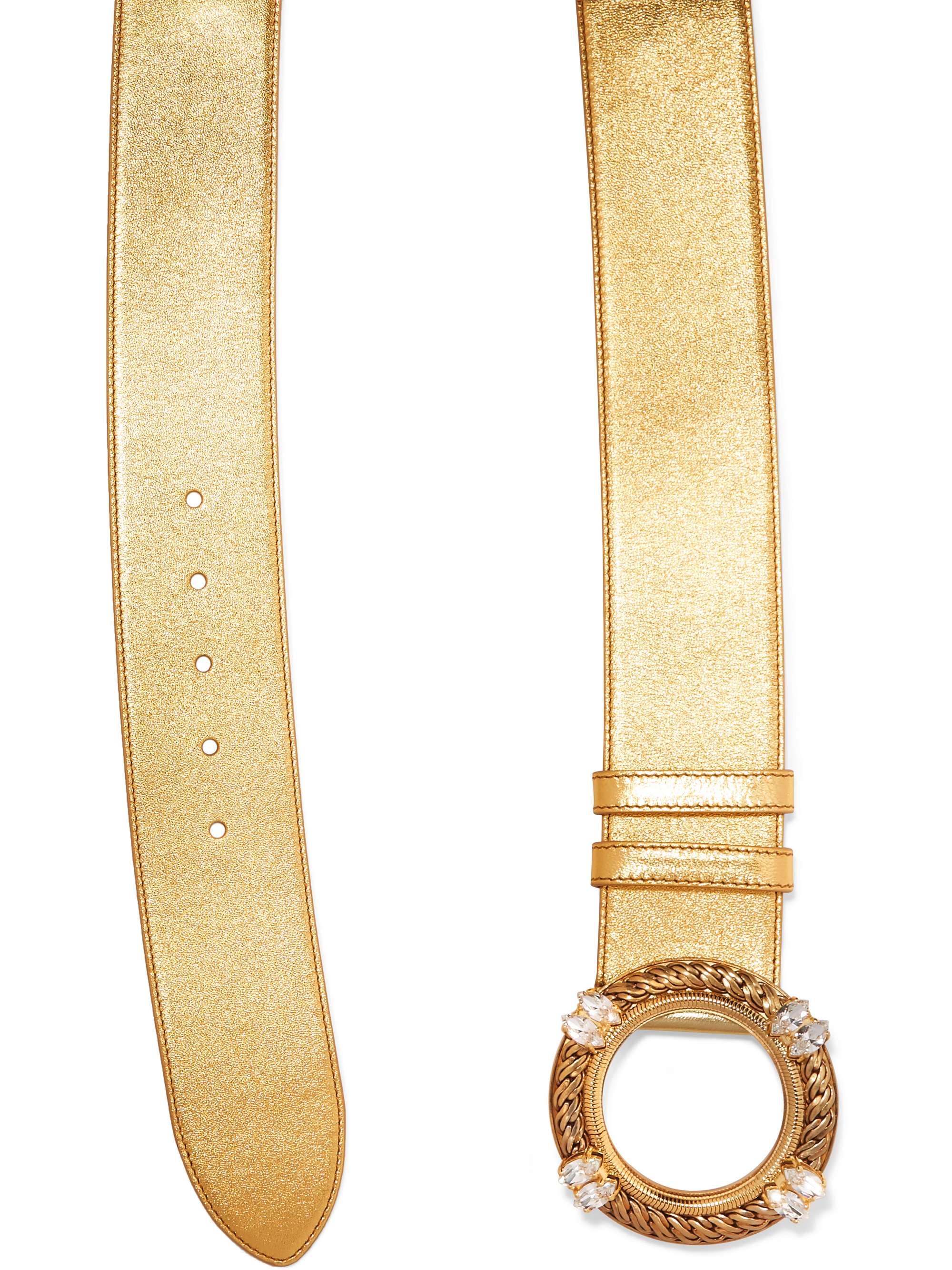 MIU MIU Crystal-embellished metallic leather belt