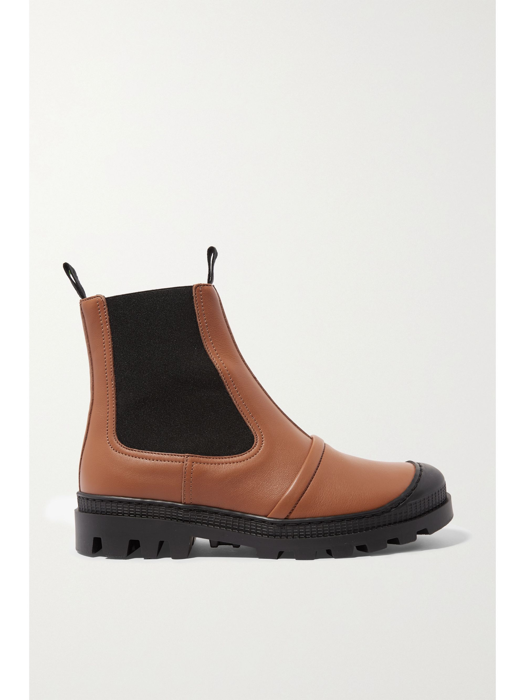 loewe logo print canvas trimmed leather ankle boots