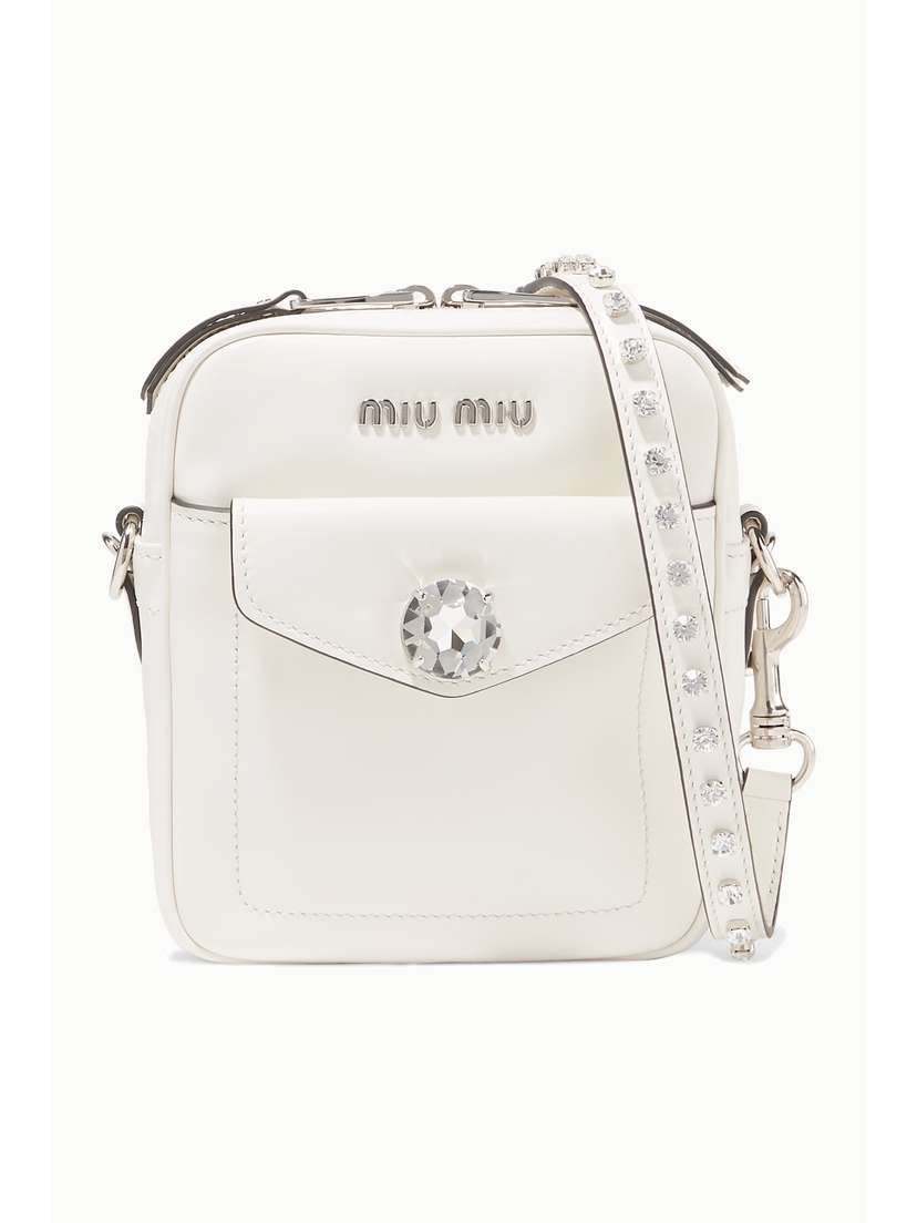 Miu Miu Eyewear Solitaire Crystal-embellished Leather Camera Bag