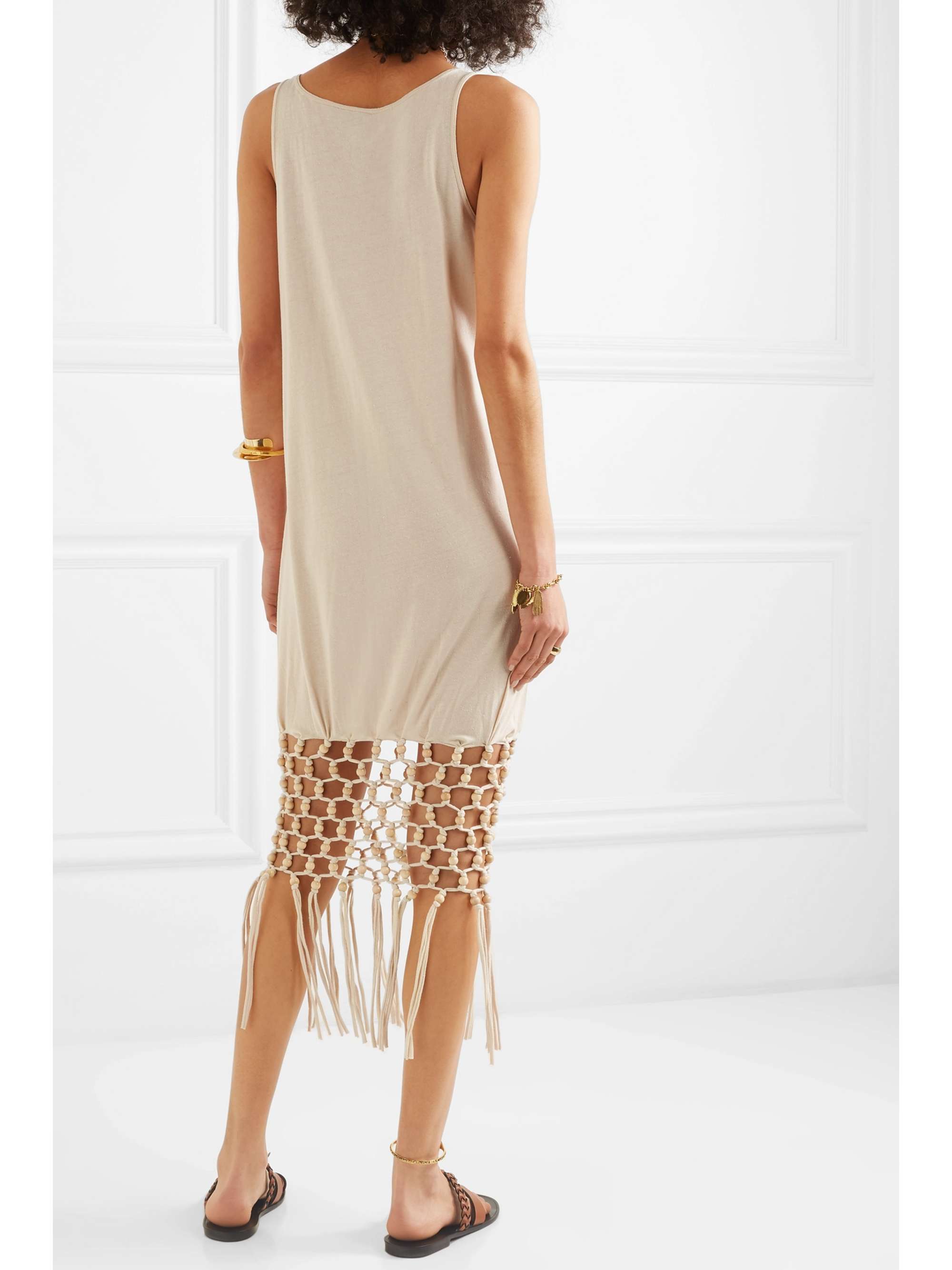 LOEWE + Paula's Ibiza embellished macramé-trimmed silk and cotton-blend jersey dress