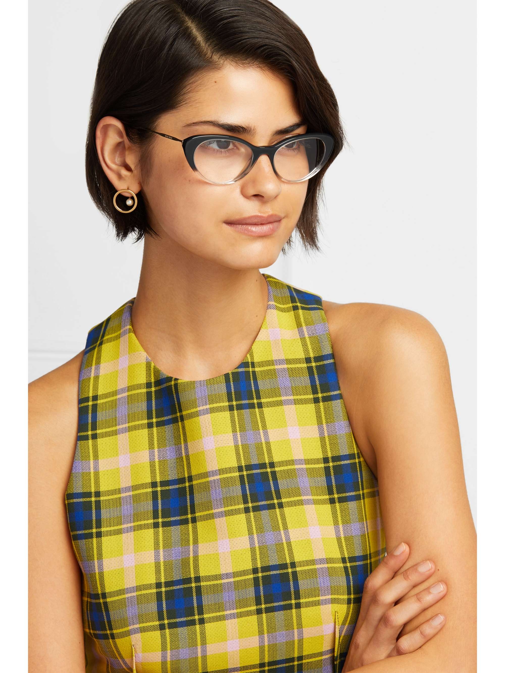 MIU MIU EYEWEAR Cat-eye acetate and gold-tone optical glasses