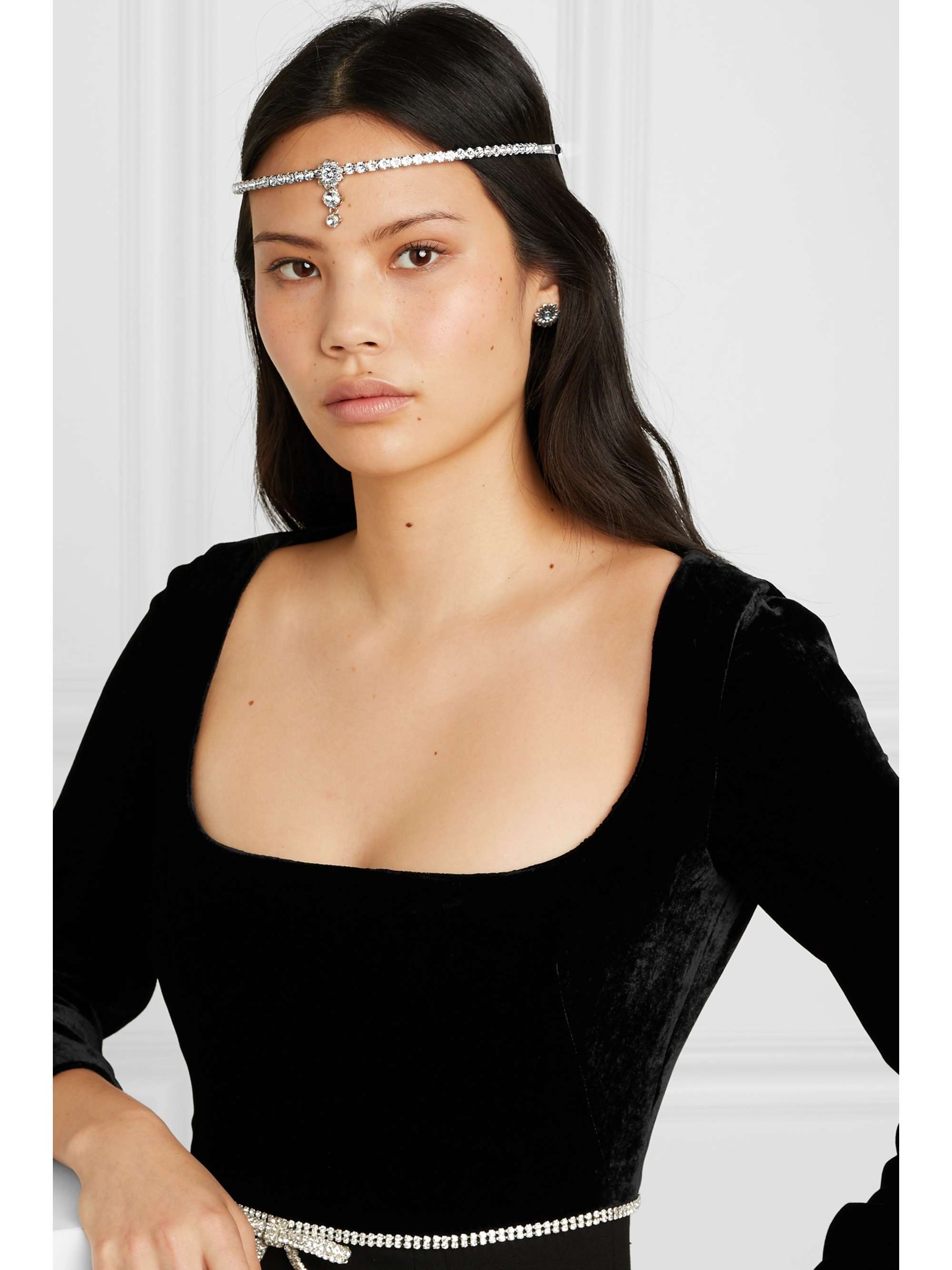 MIU MIU Silver-tone crystal headband