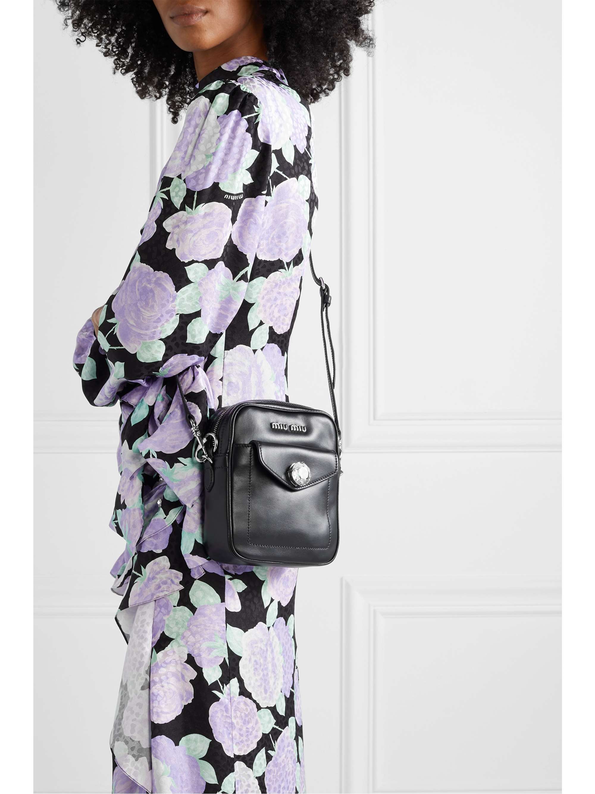 MIU MIU Solitaire crystal-embellished leather camera bag