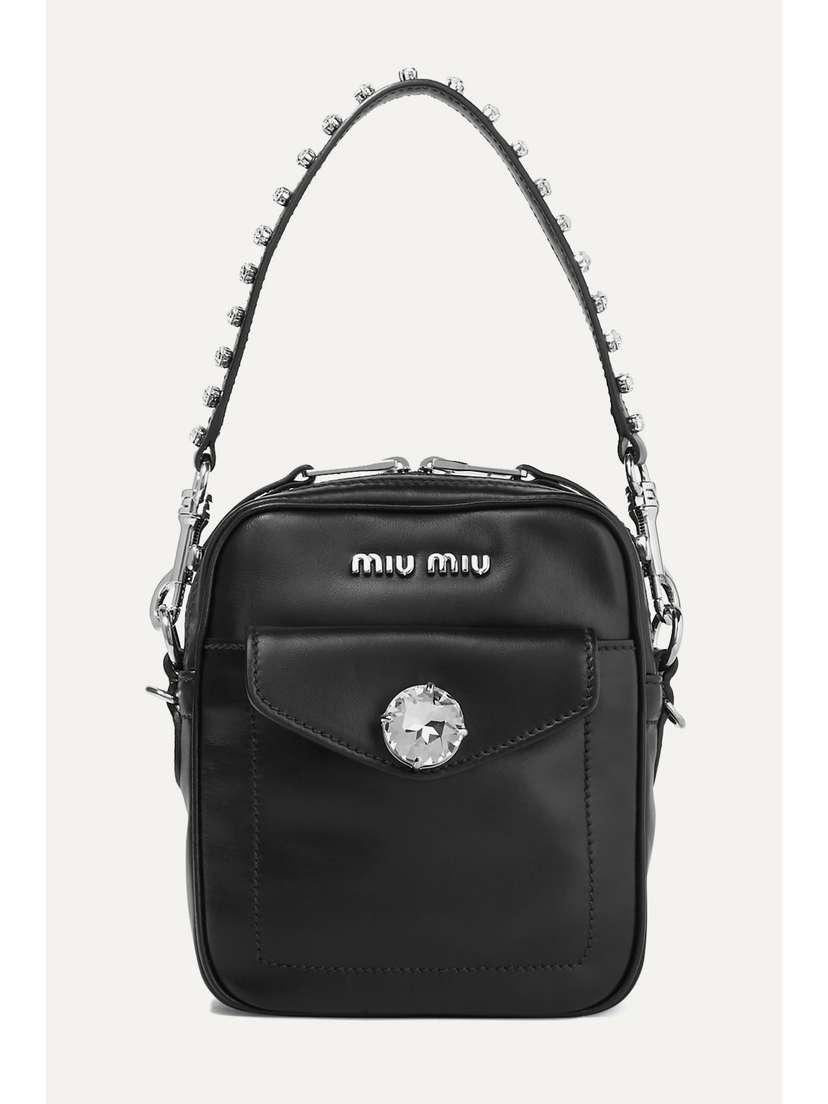 Miu Miu Eyewear Solitaire Crystal-embellished Leather Camera Bag