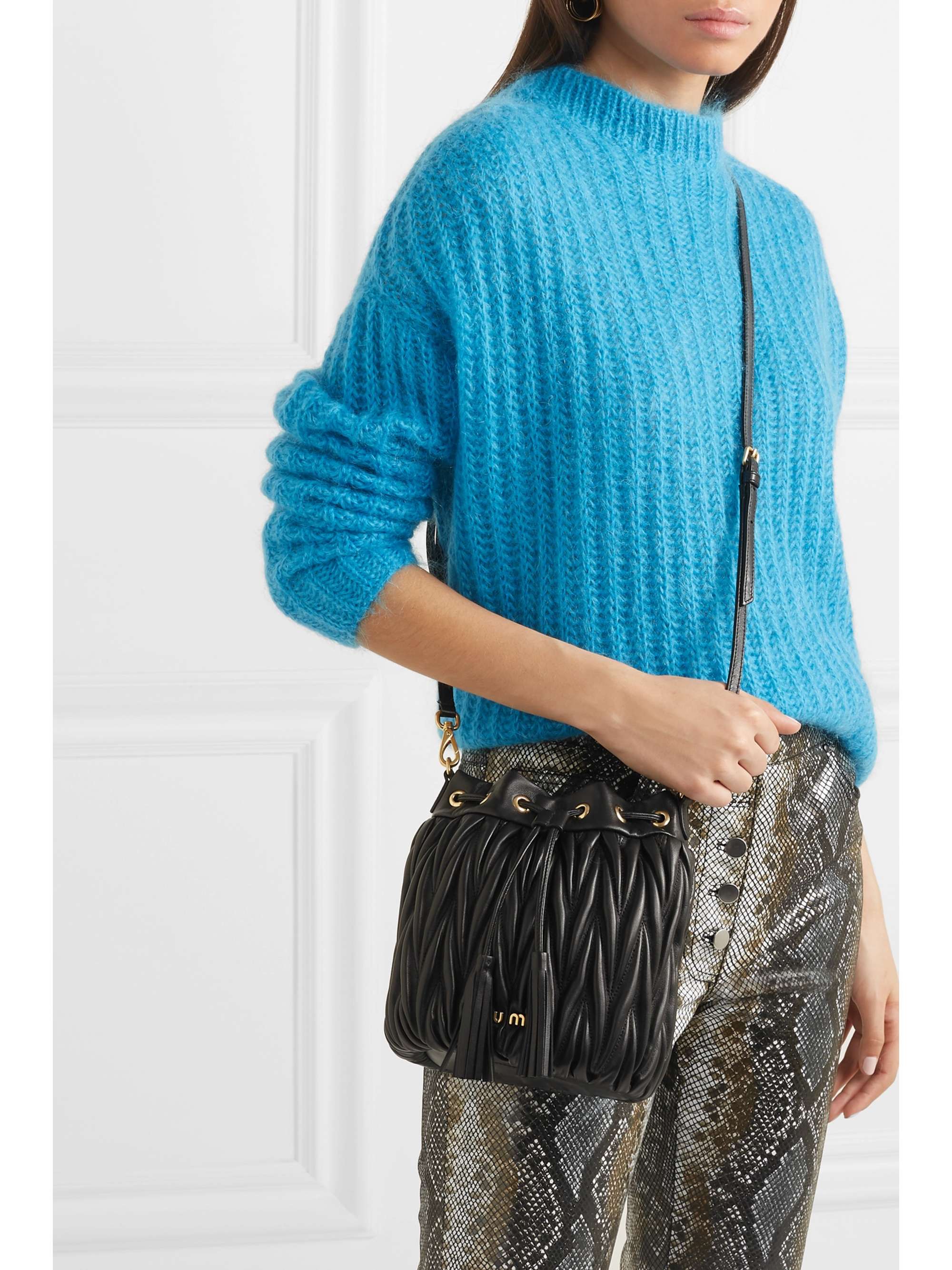 MIU MIU Matelassé leather bucket bag