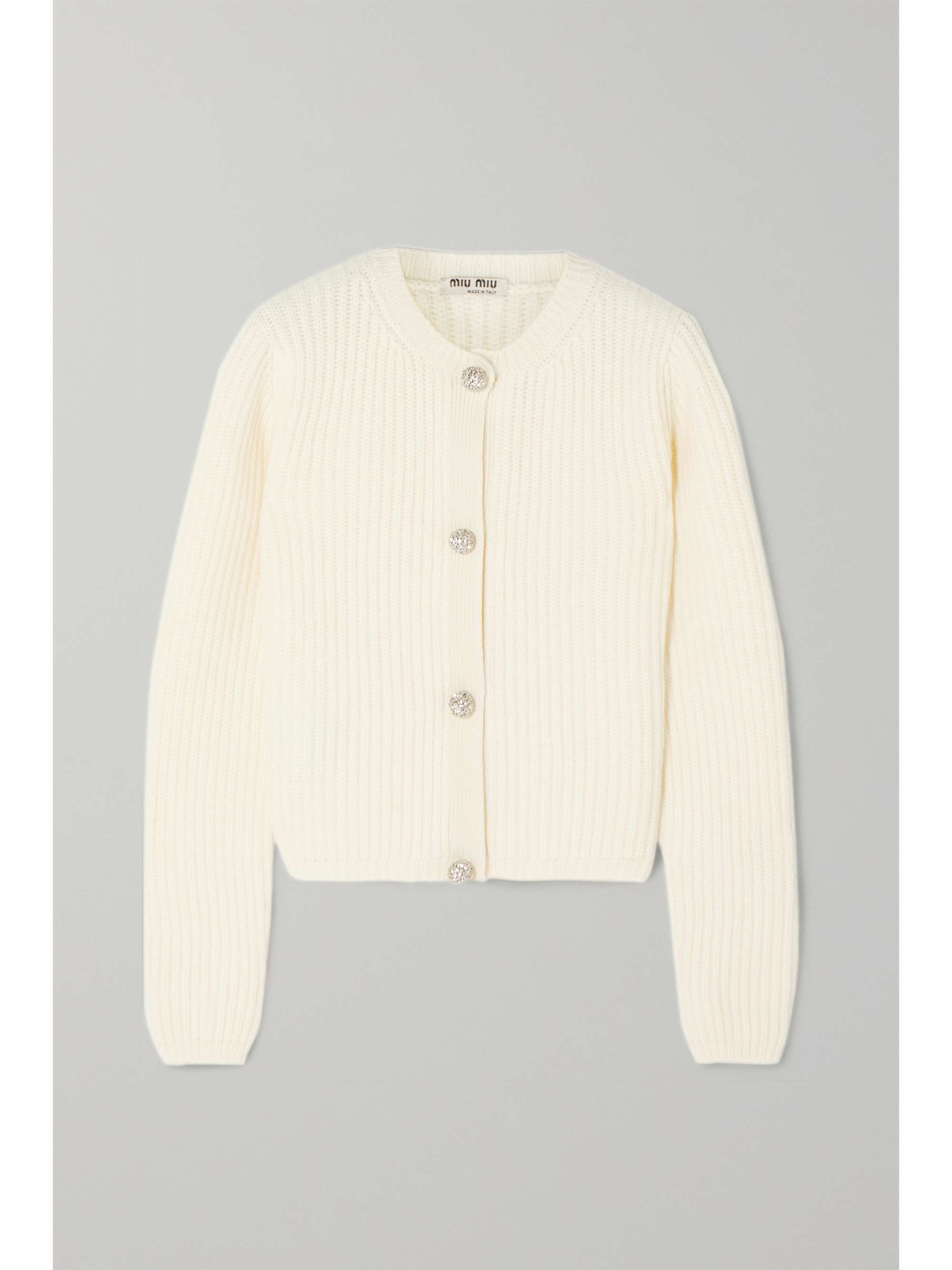 Ivory Cropped crystal-embellished 