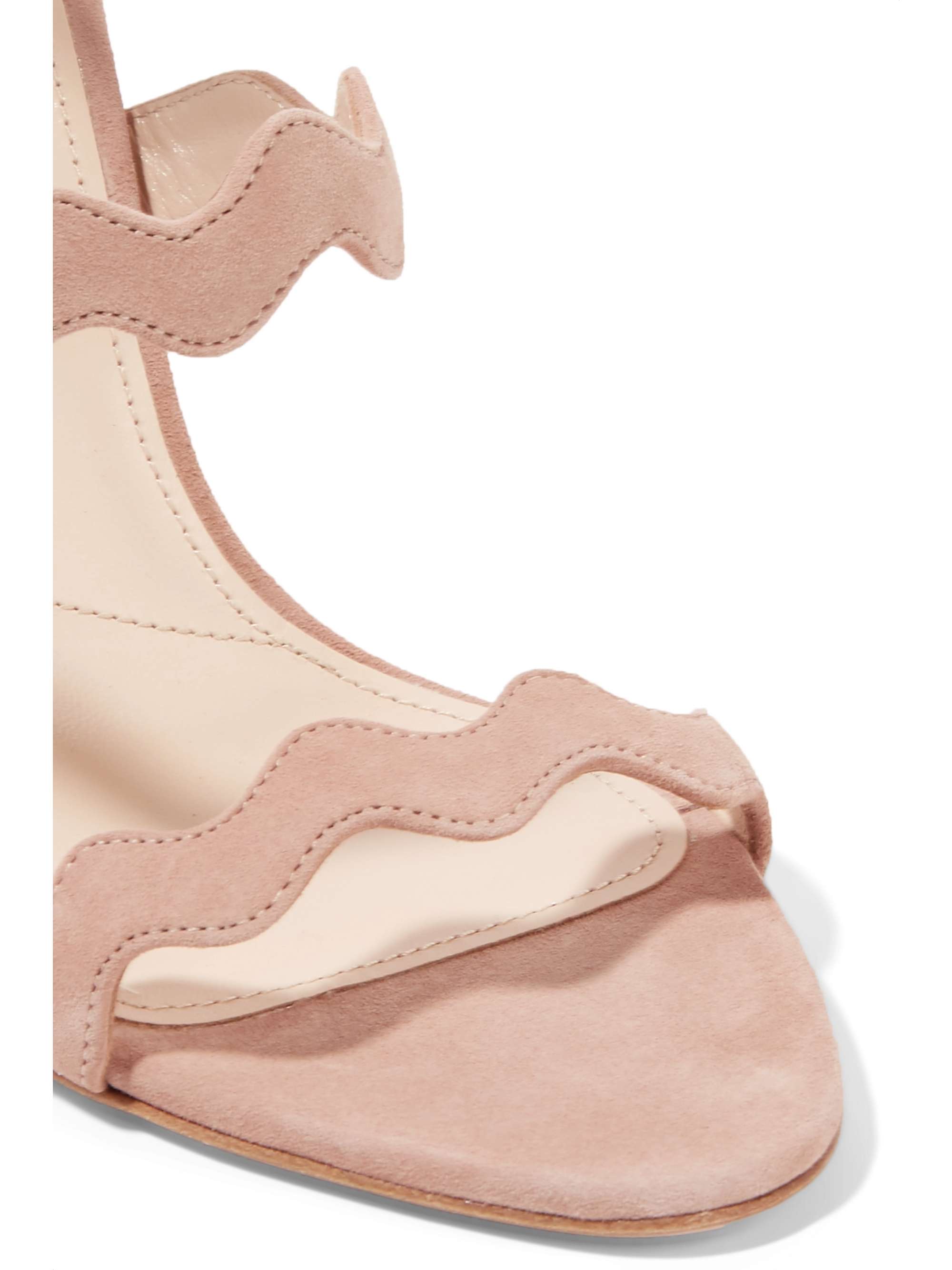 prada scalloped suede platform sandal