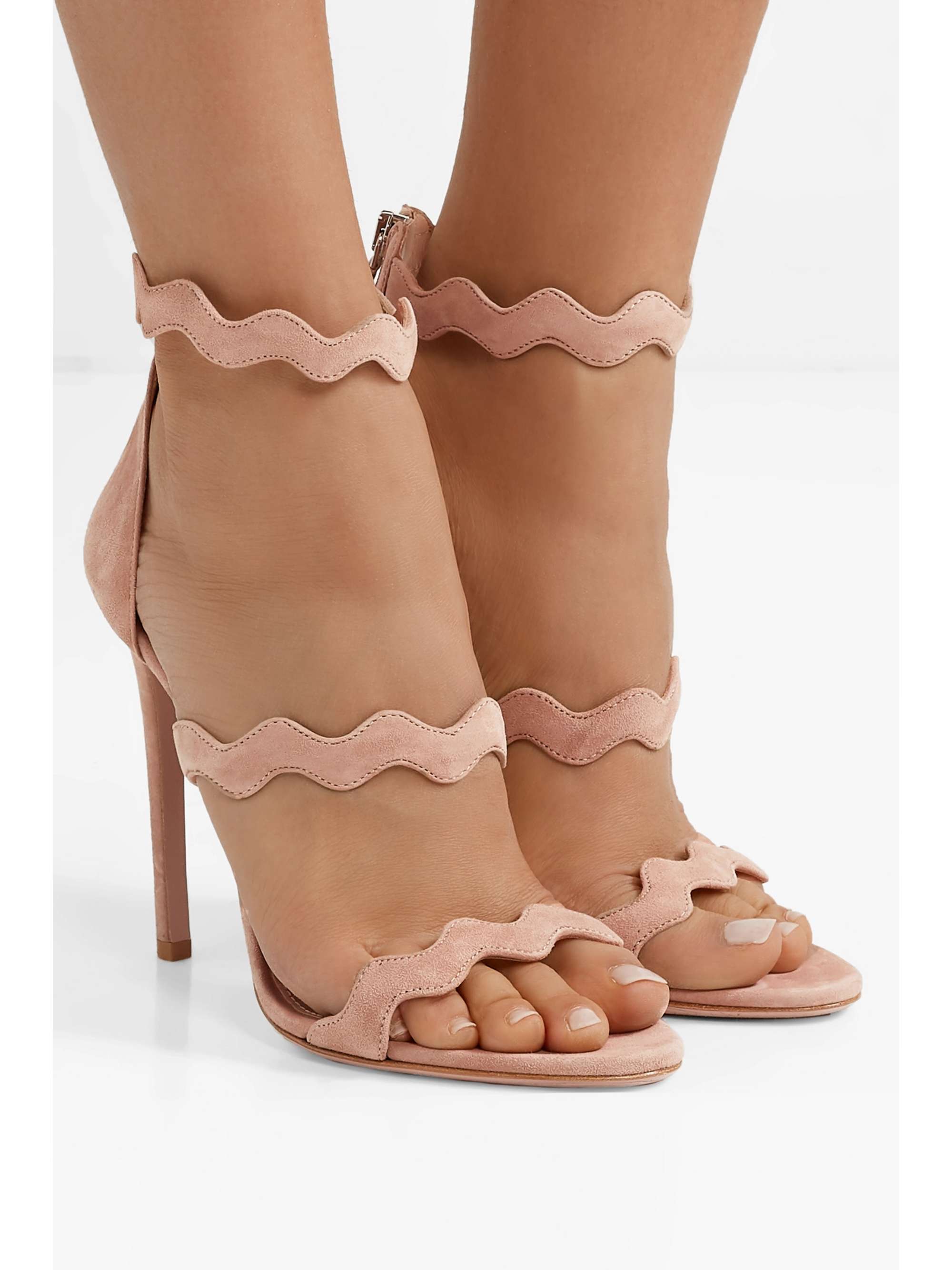 prada scalloped suede platform sandal
