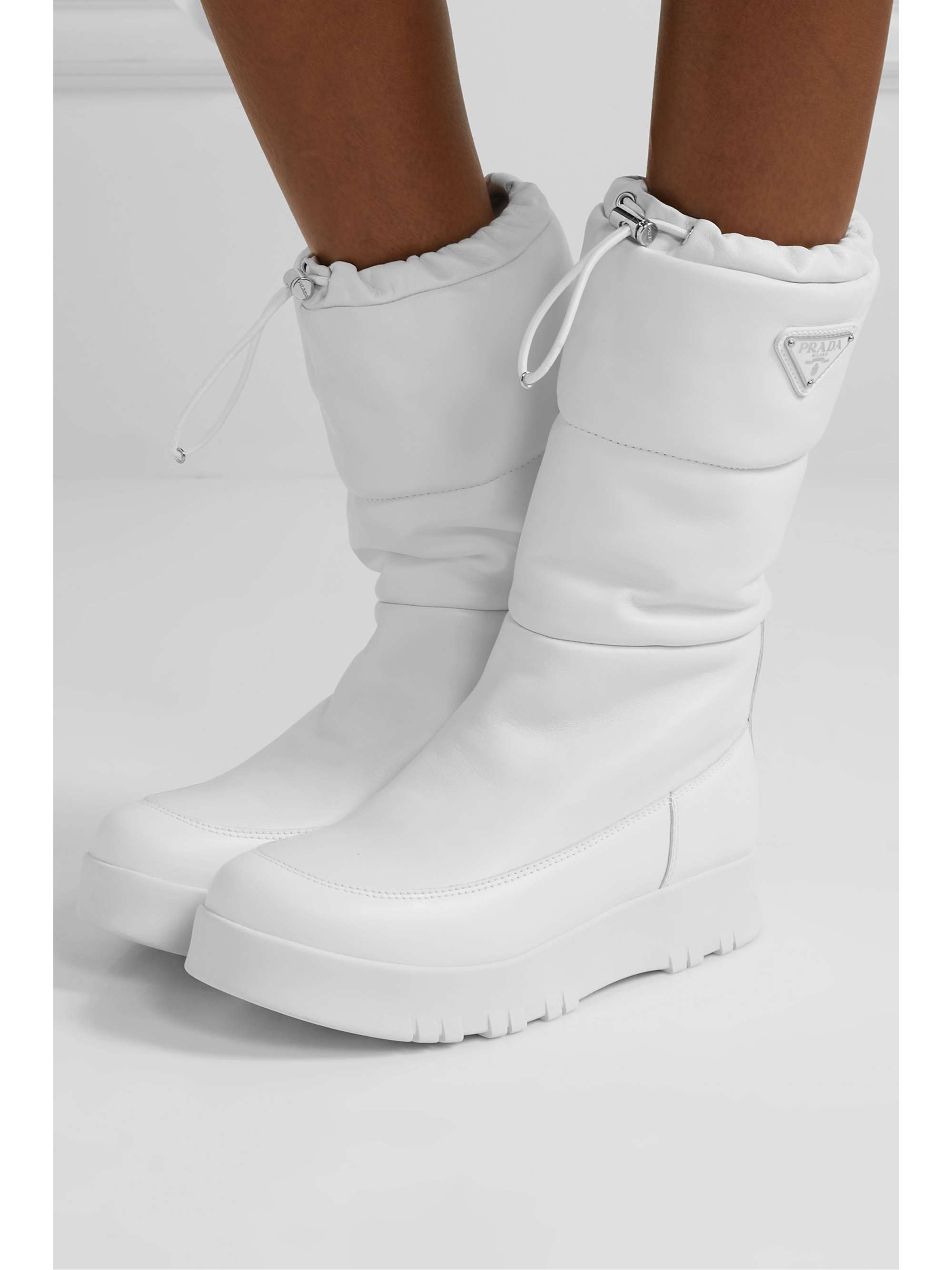prada white booties