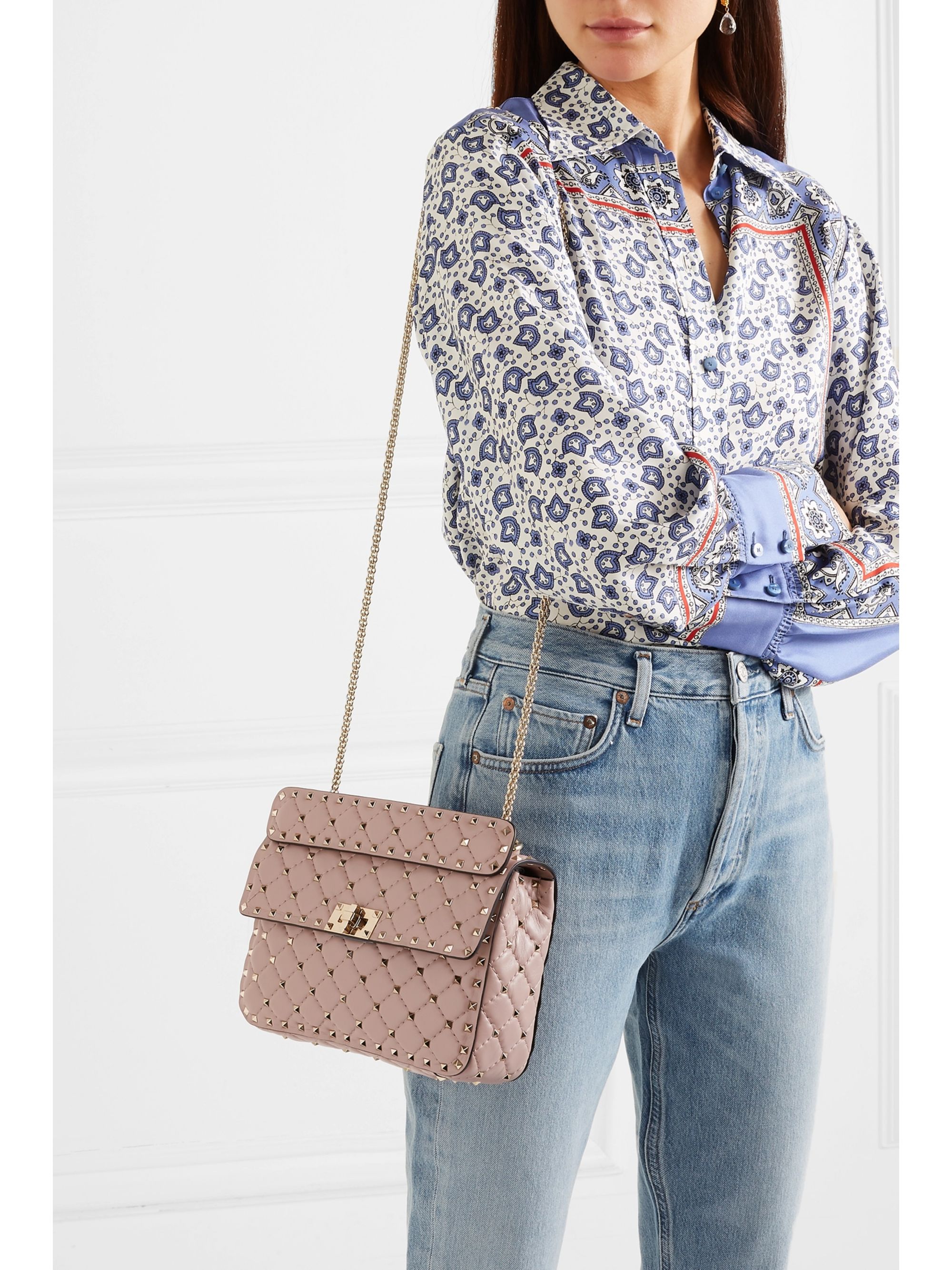 valentino garavani rockstud spike leather shoulder bag
