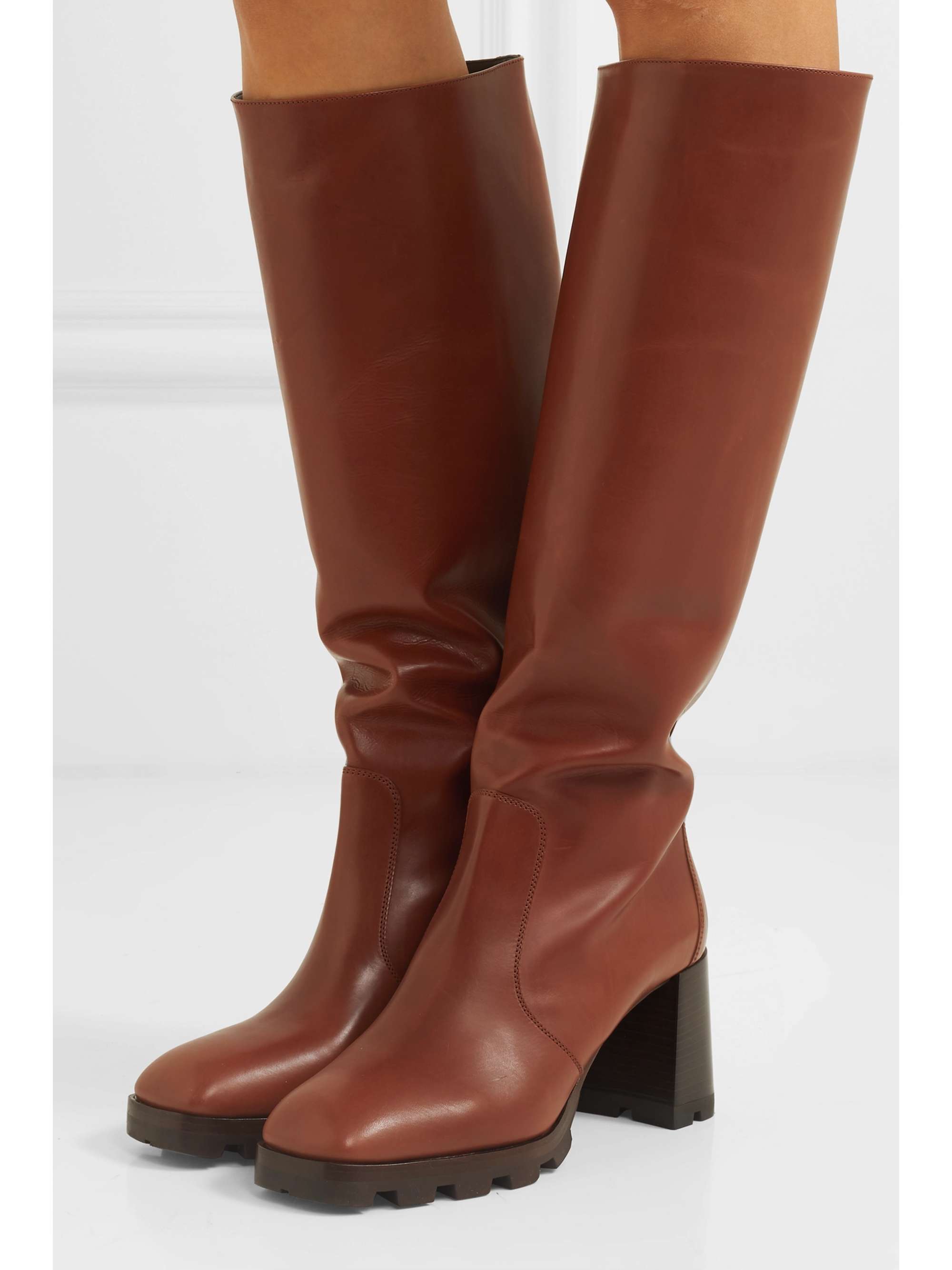 tan leather knee boots uk