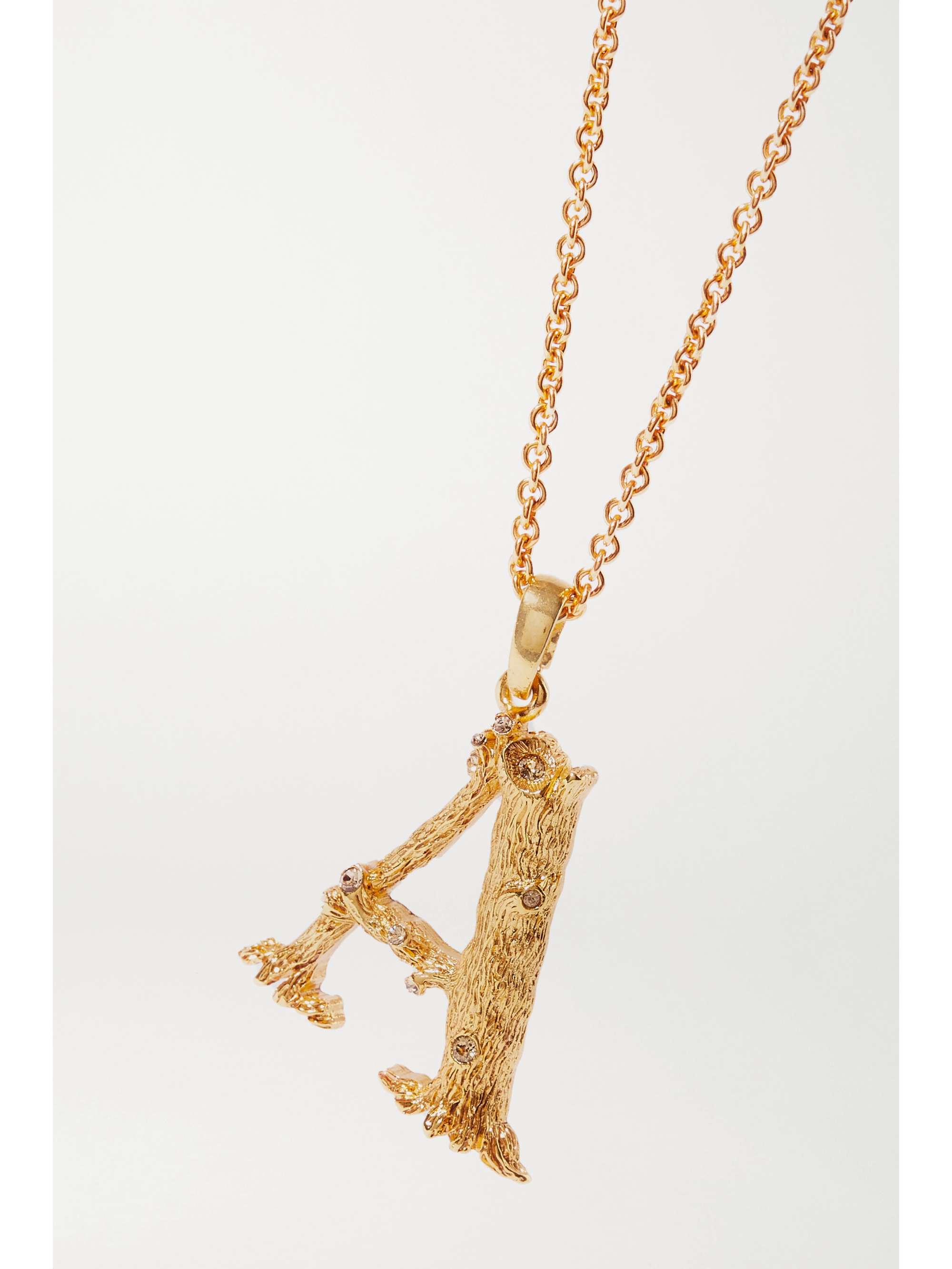 OSCAR DE LA RENTA Letter gold-plated crystal necklace
