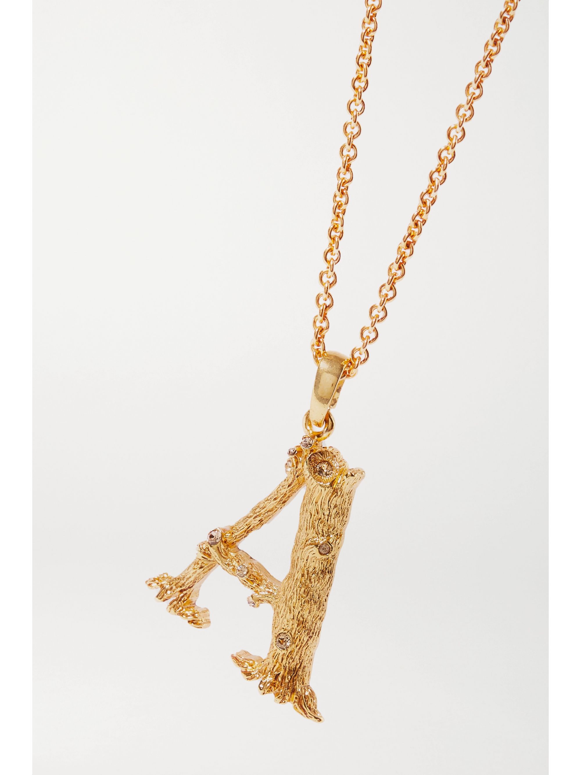 OSCAR DE LA RENTA Letter gold-plated crystal necklace