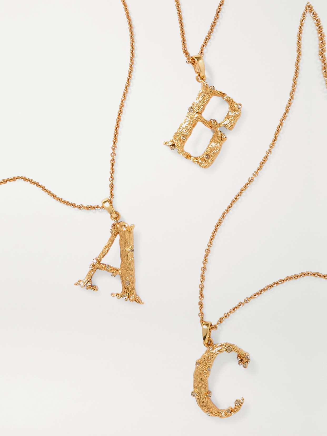 Oscar De La Renta Letter Gold-plated Crystal Necklace