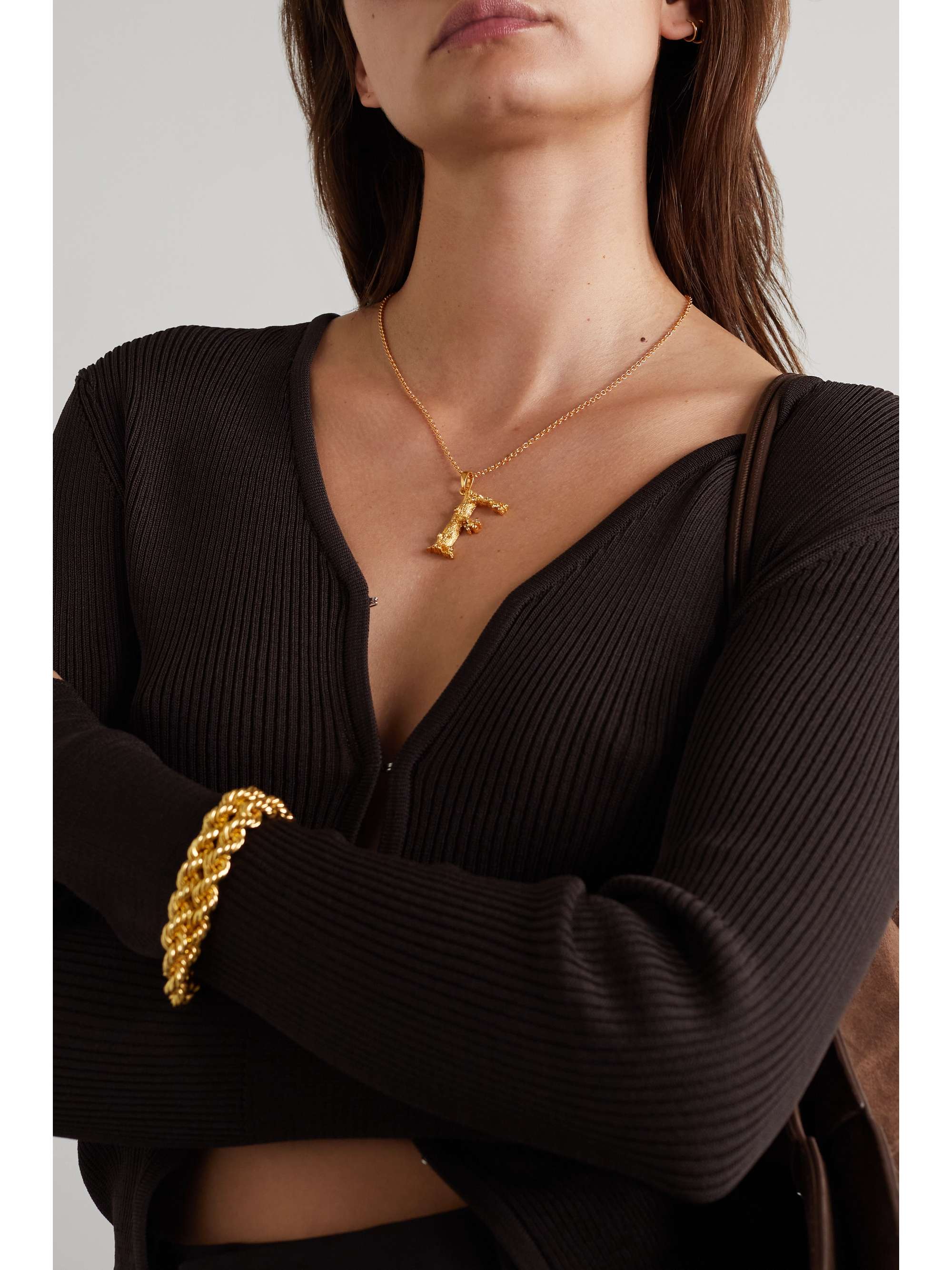 OSCAR DE LA RENTA Letter gold-plated crystal necklace