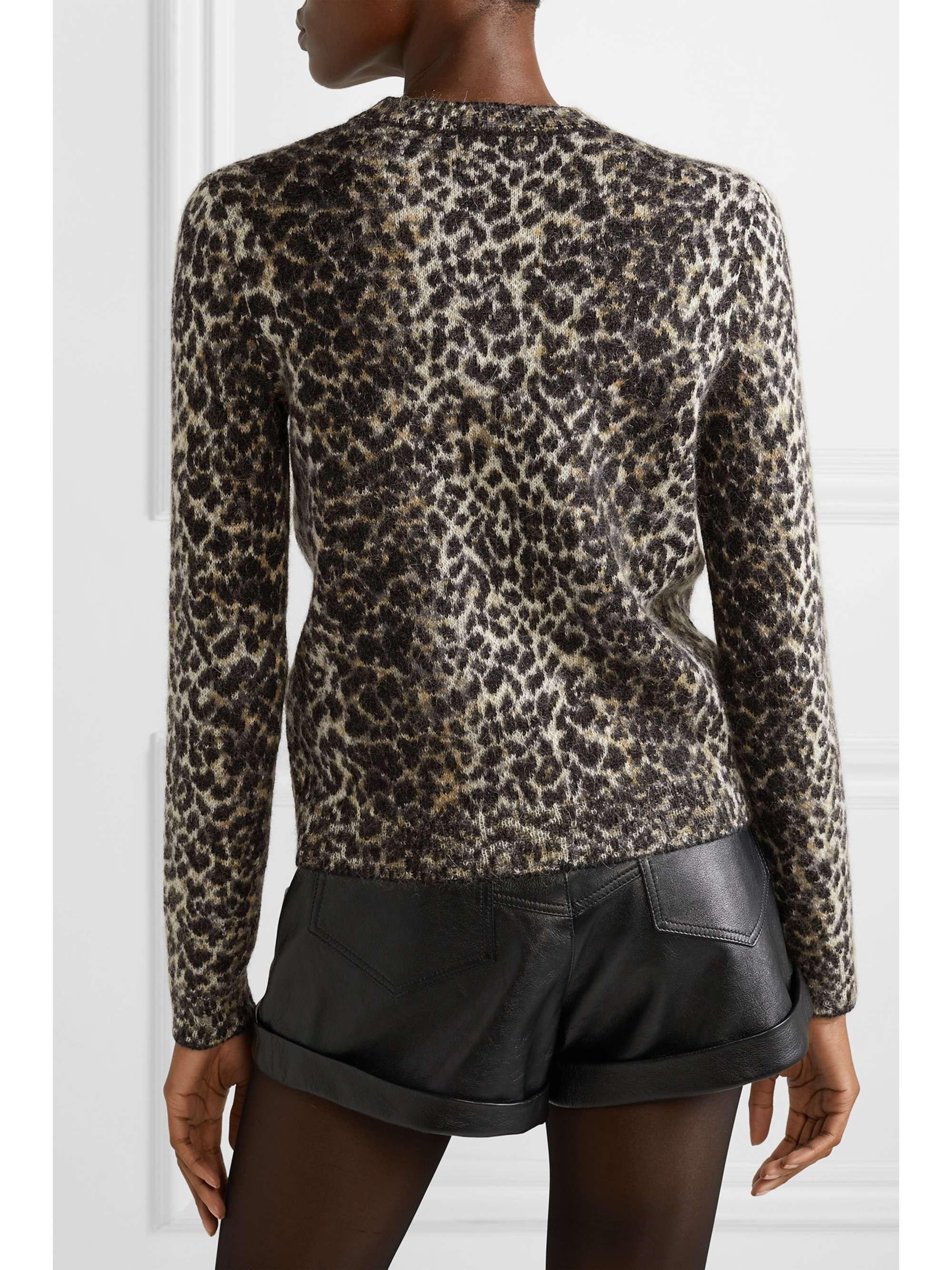 SAINT LAURENT Leopard-print jacquard-knit sweater