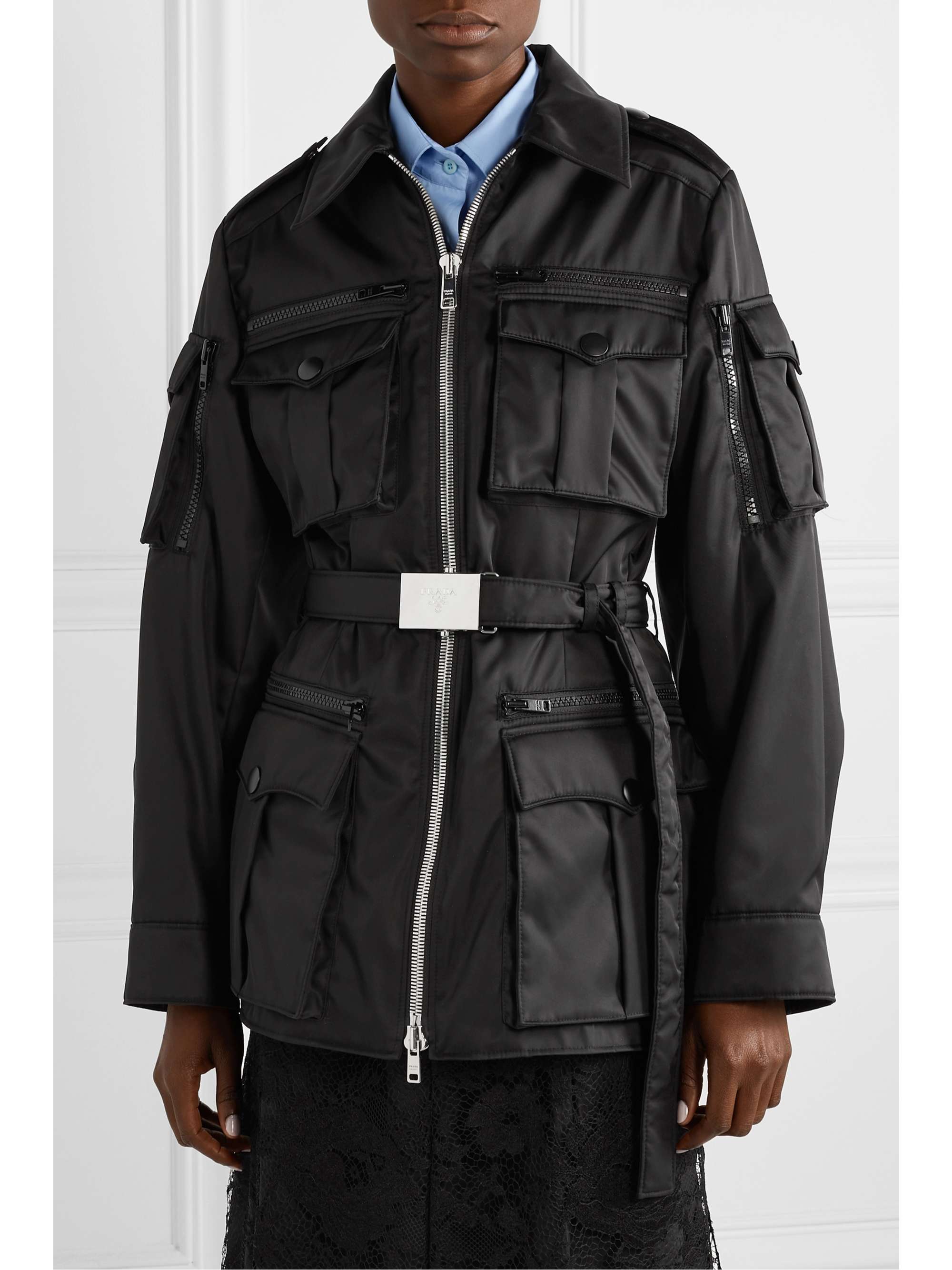 Black Belted shell jacket | PRADA | NET 