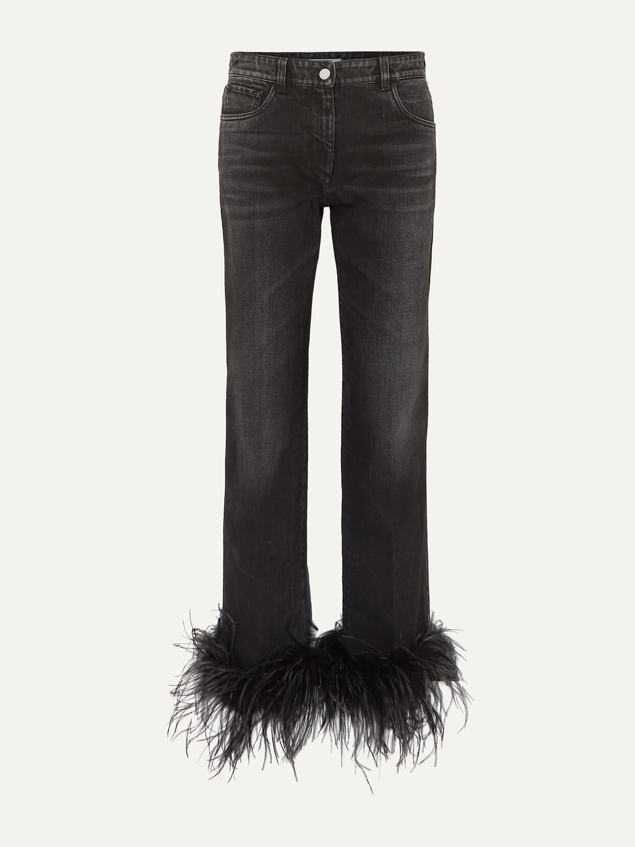 prada feather jeans